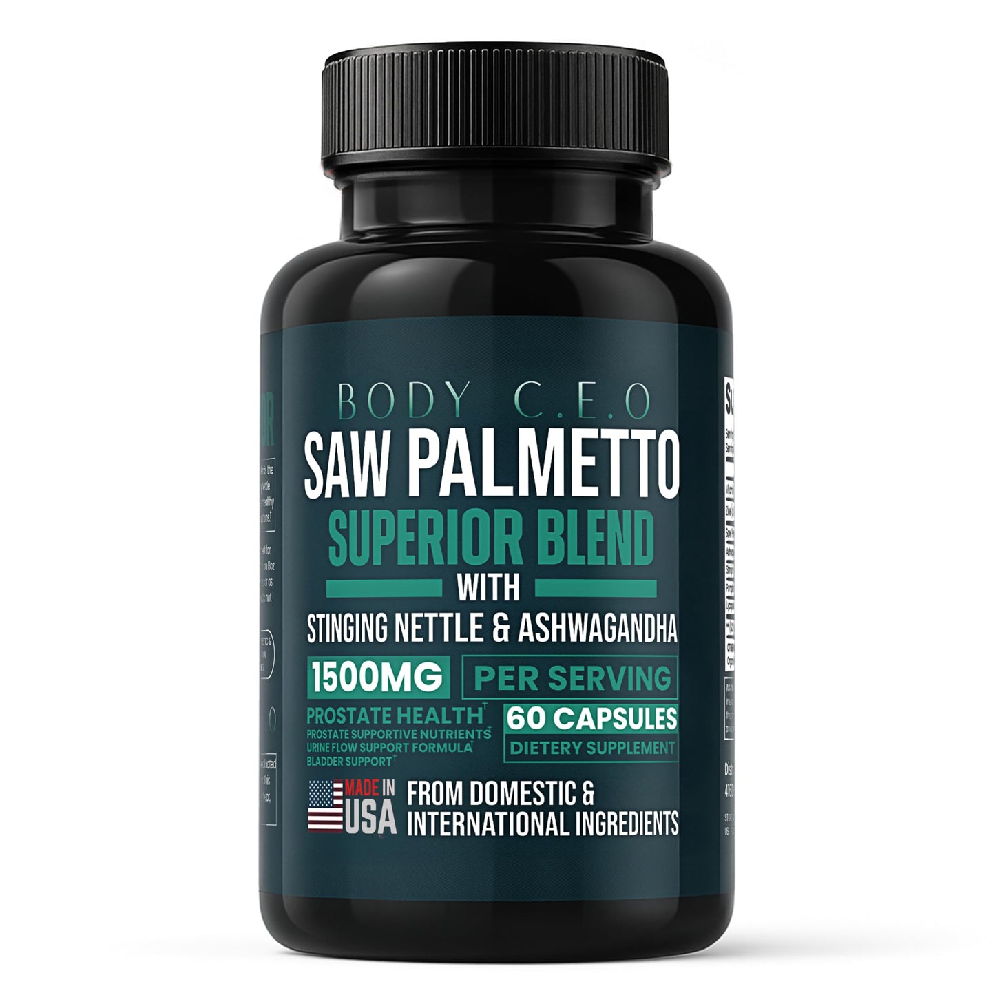 Body C.E.O. Saw Palmetto for Men 1500mg Capsules, 60 Capsules