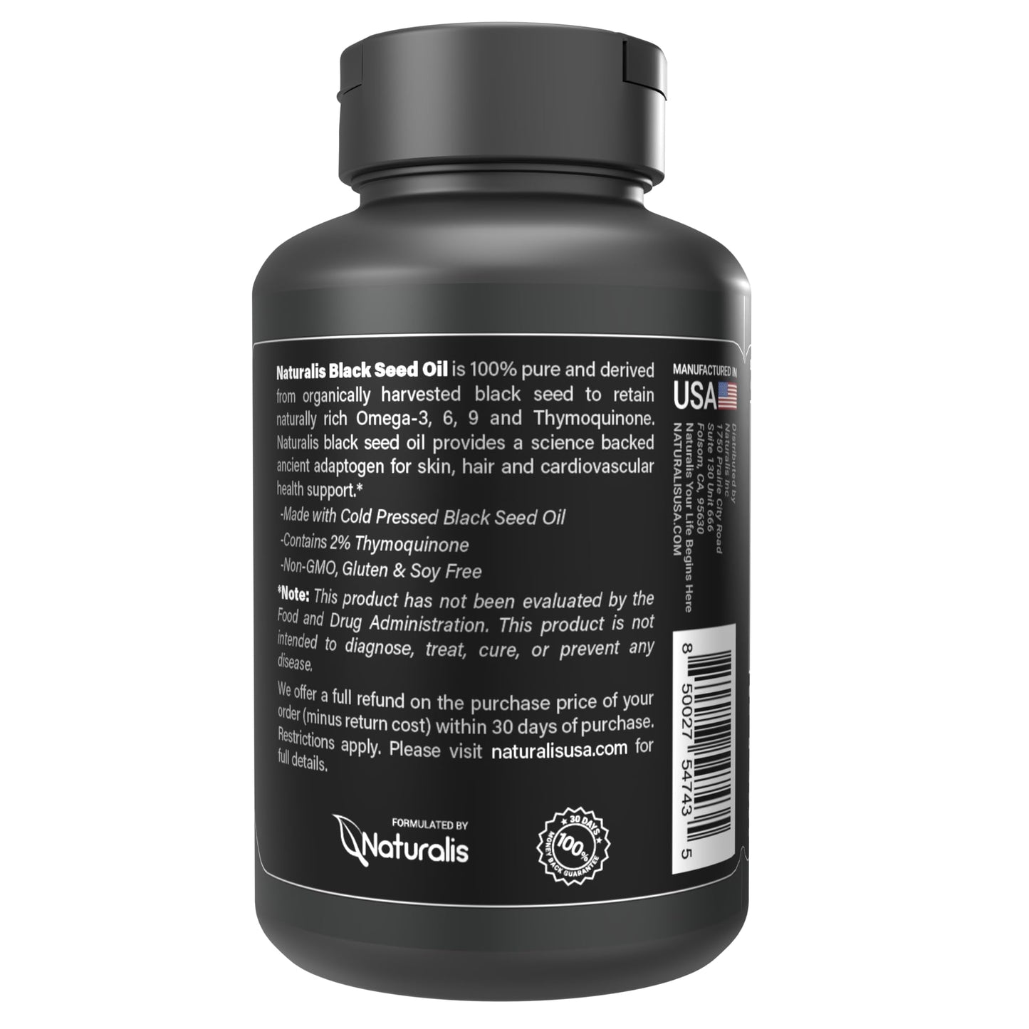 Naturalis Cold Pressed Black Seed Oil 1000mg Softgels 120 Count
