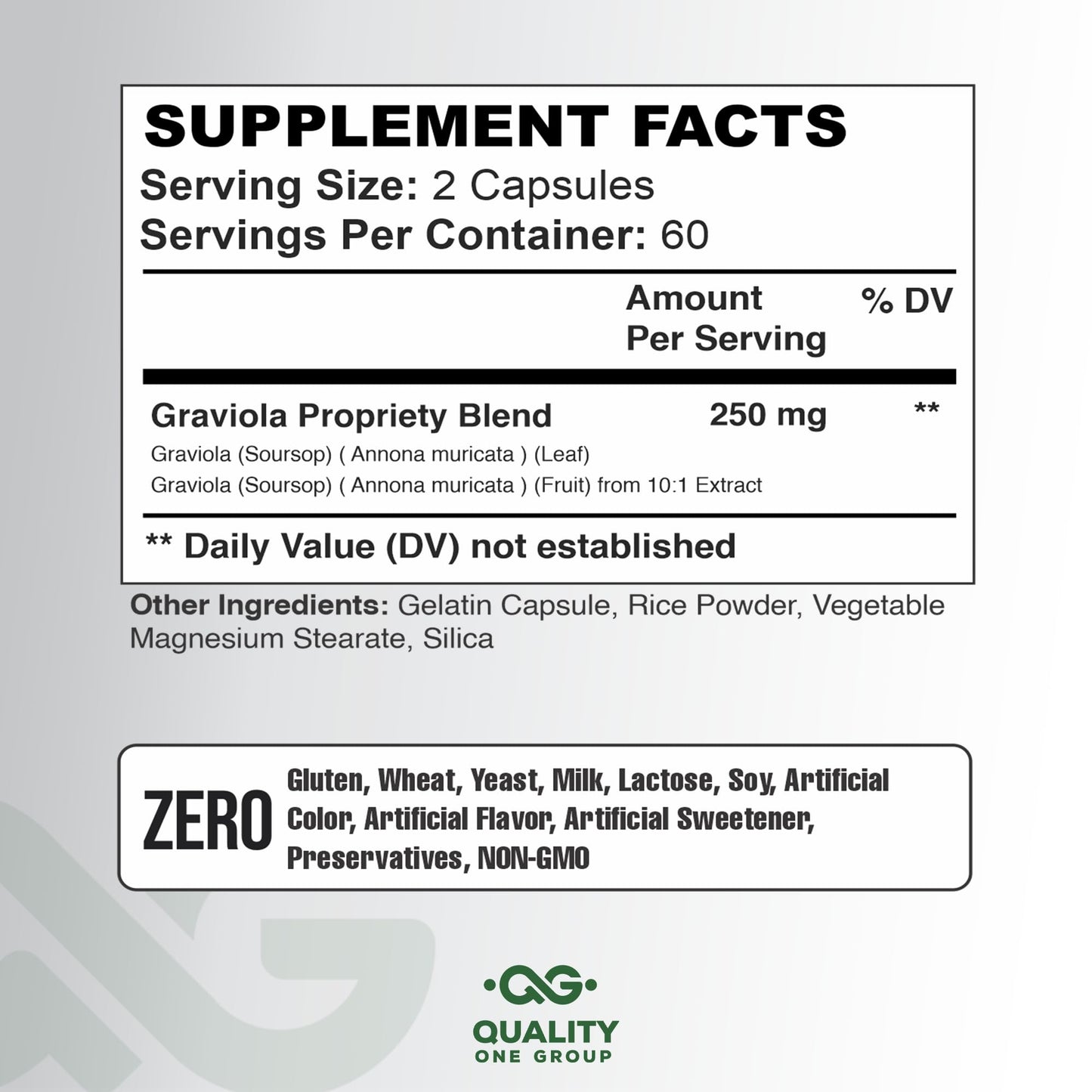 QUALITY ONE Graviola Max Pure Graviola Extract Capsule 60 Count