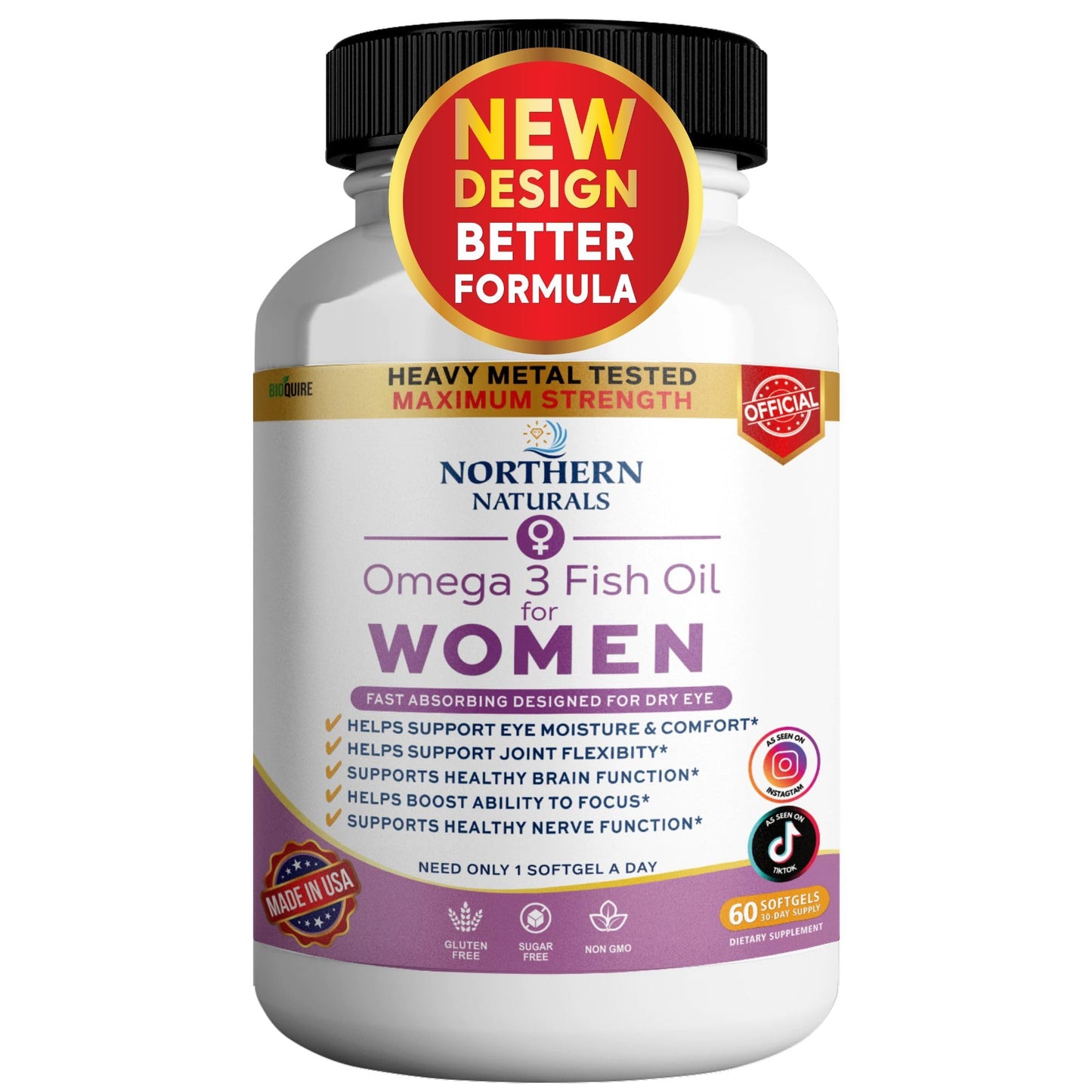 BIOQUIRE Omega 3 Fish Oil for Women Capsule, 60