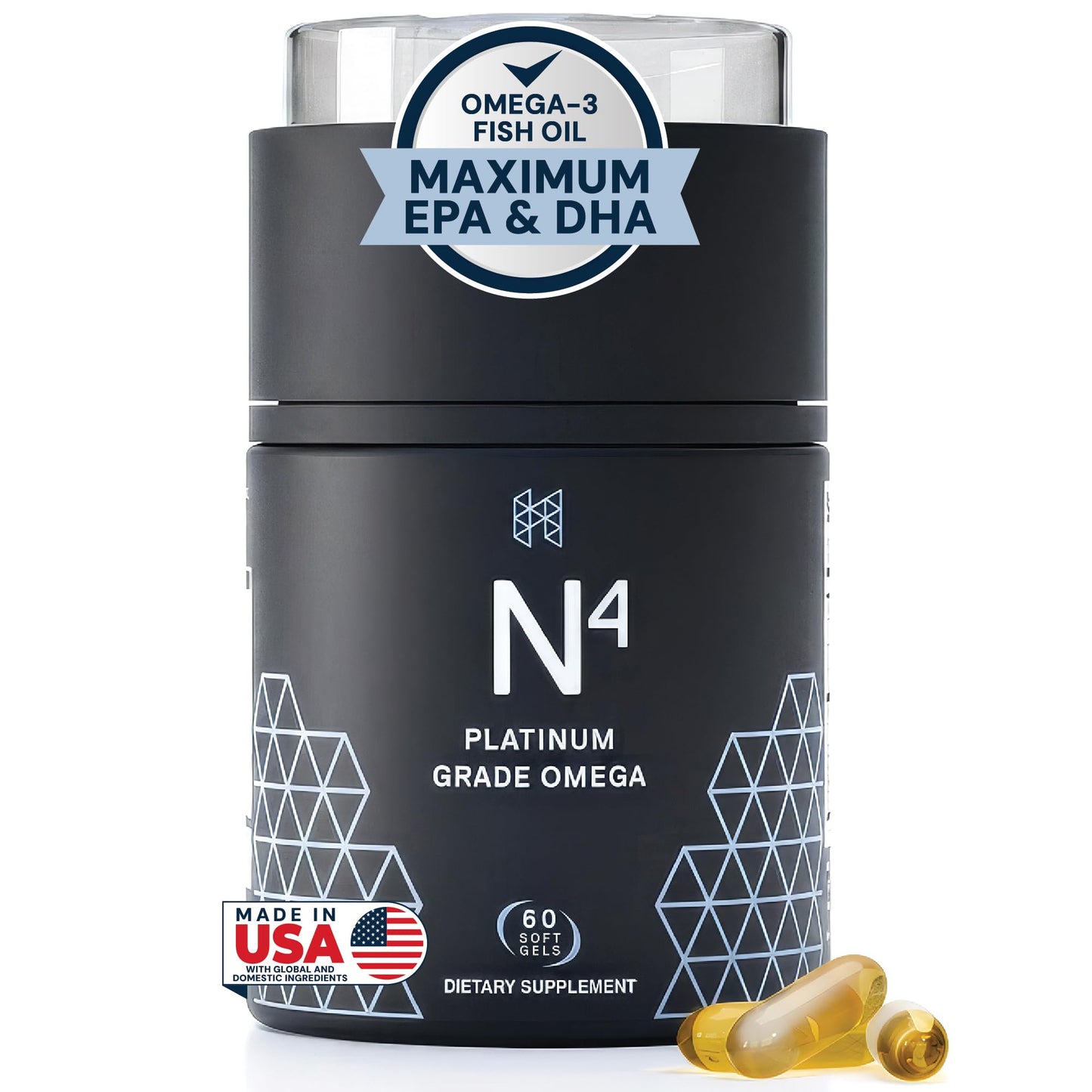 HPN N(4) Icelandic Omega-3 Fish Oil, 3,000 mg DHA & EPA, 60 Softgels