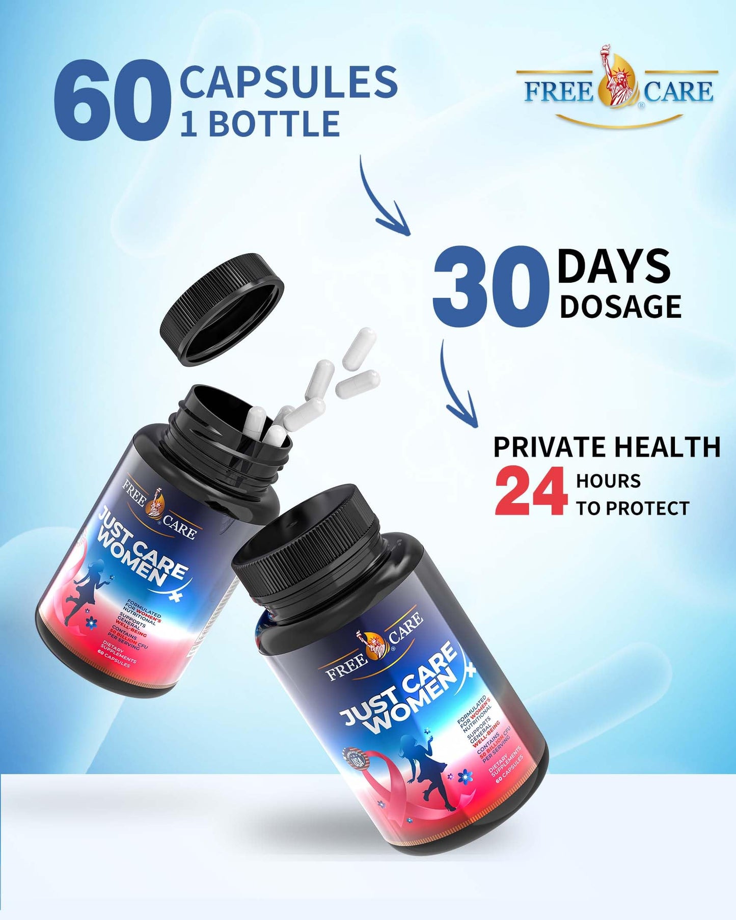 FreeCare Probiotics for Women 50 Billion CFU 8 Strains, 60 Capsules