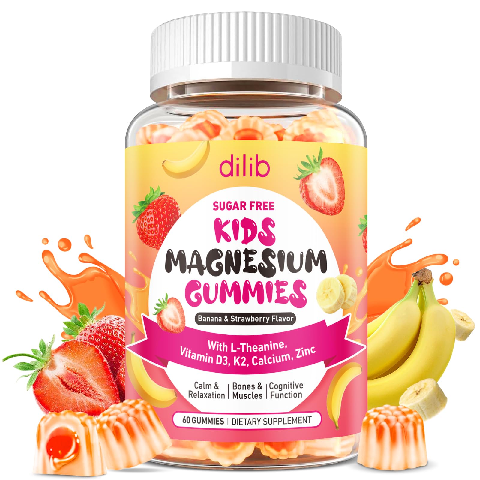 dilib Magnesium Glycinate Gummies for Kids, 60 Count