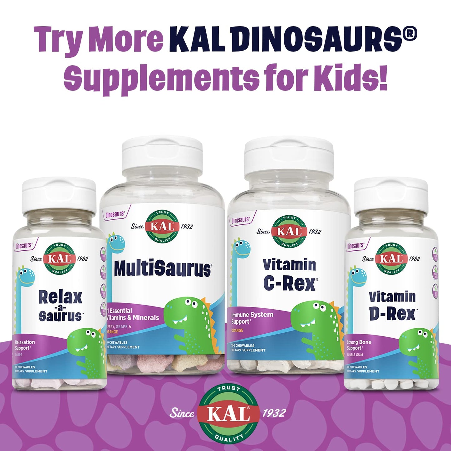 KAL Vitamin D-Rex 400 IU D-3 Chewable, 90 Count