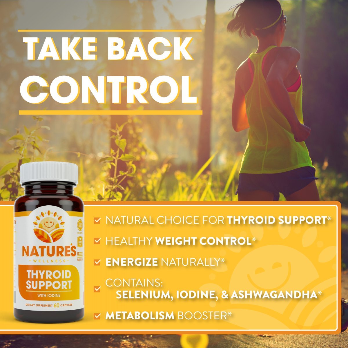 Natures Wellness Thyroid Support Complex With Iodine Capsules, 60 Count