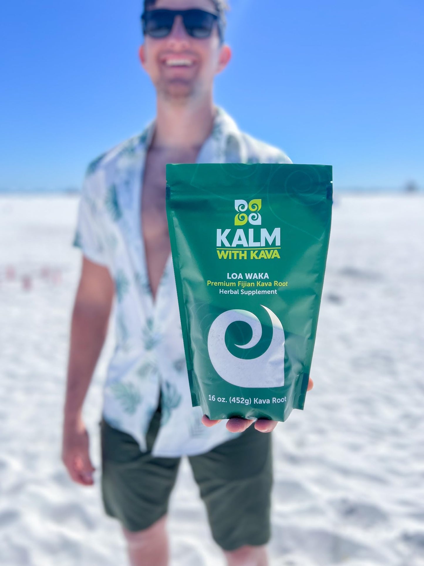 KALM with Kava Loa Waka Traditional Grind Powder 16 oz
