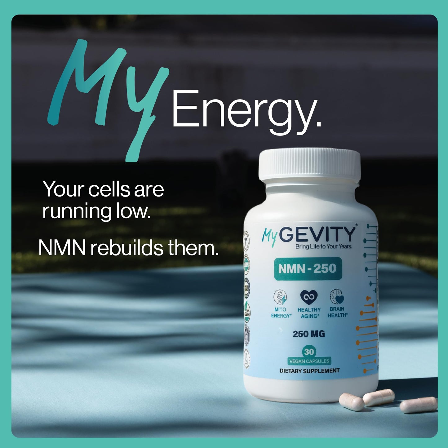 MyGevity NMN 250mg Nicotinamide Mononucleotide Capsule, 30 Capsules