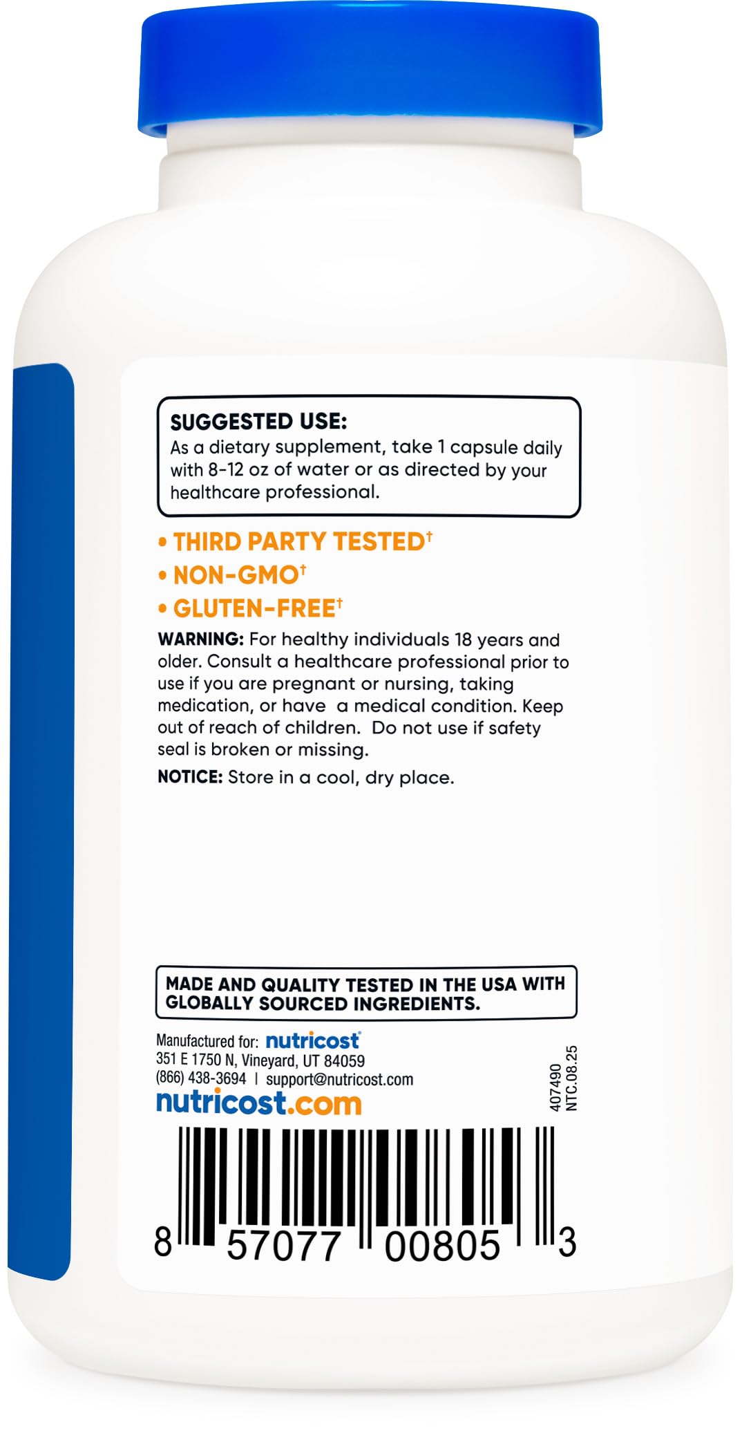 Nutricost Magnesium Oxide 375mg Capsules, 240 Count