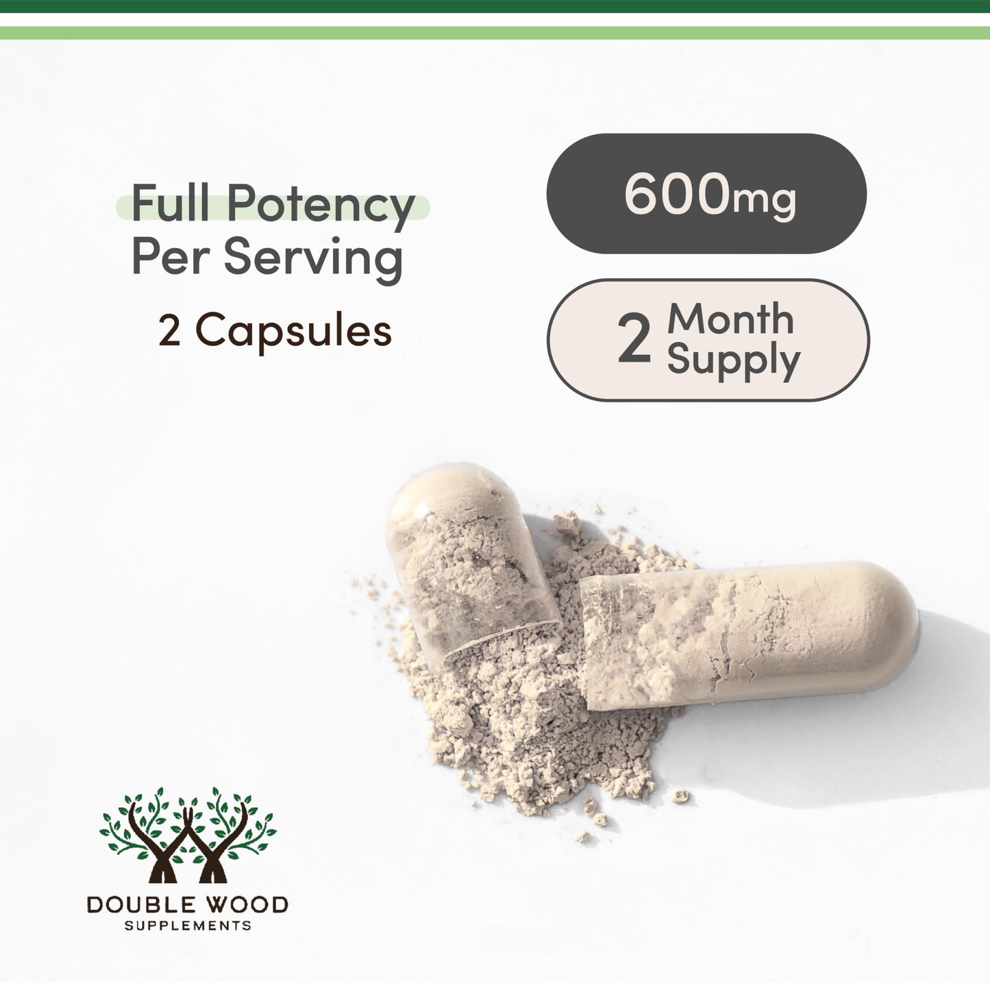 Double Wood Supplements Ashwagandha KSM 66 Organic and Clinically Studied Extract, Capsule, 120 Count