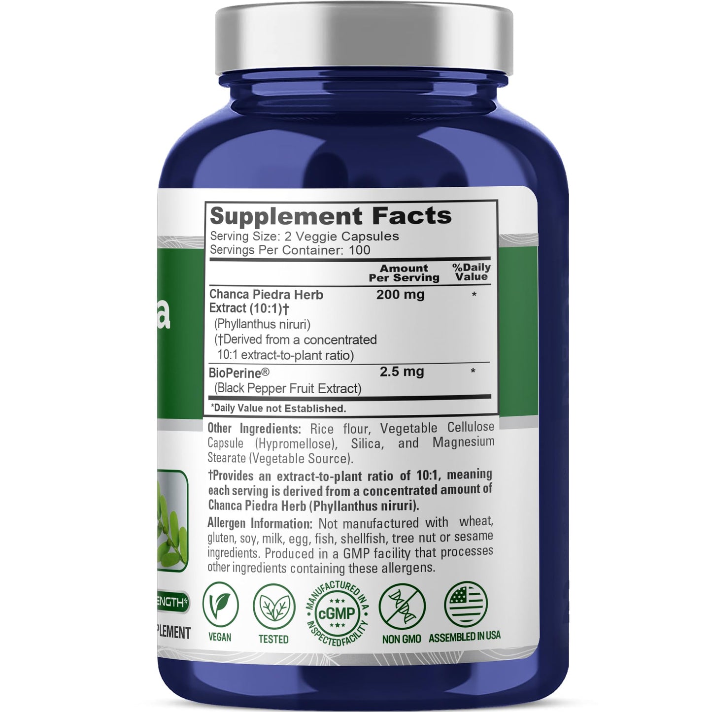 NusaPure Chanca Piedra 200 Veg Capsules