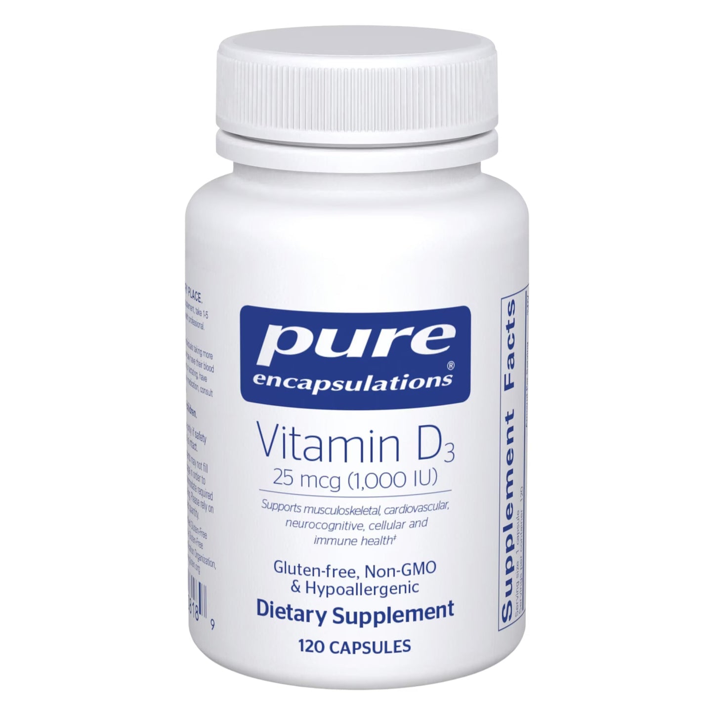 Pure Encapsulations Vitamin D3 25 mcg (1,000 IU) Capsules, 120 Capsules