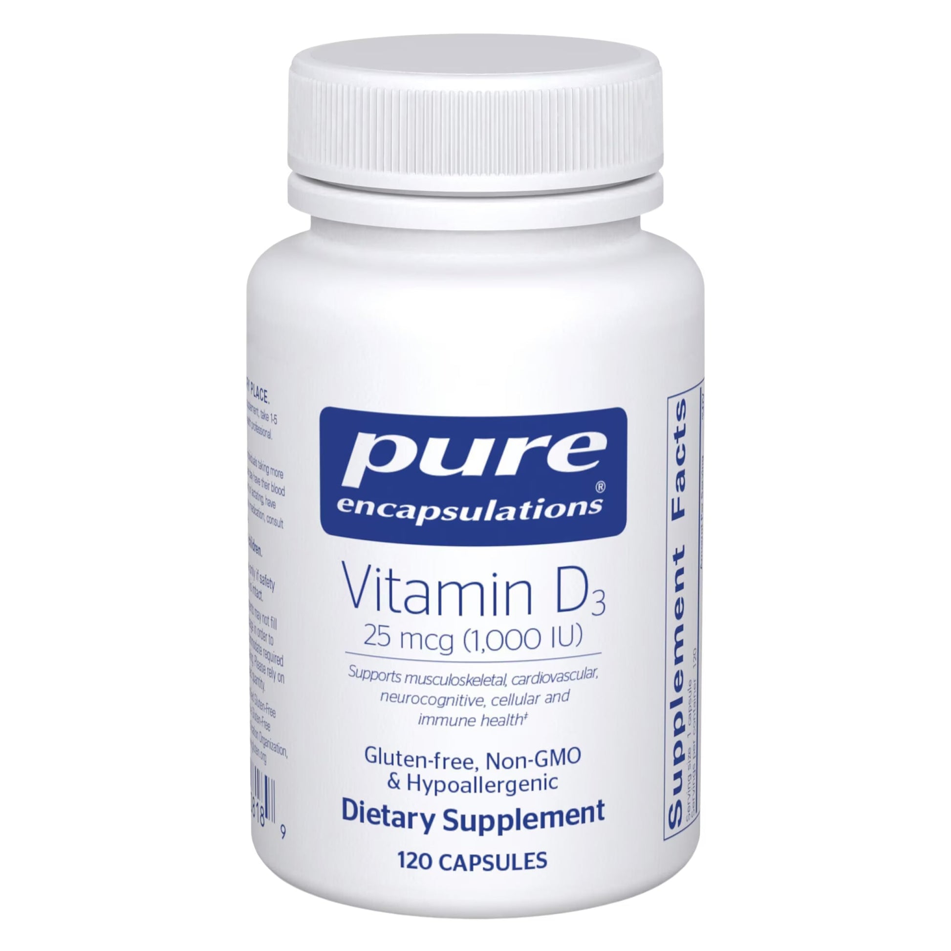 Pure Encapsulations Vitamin D3 25 mcg (1,000 IU) Capsules, 120 Capsules