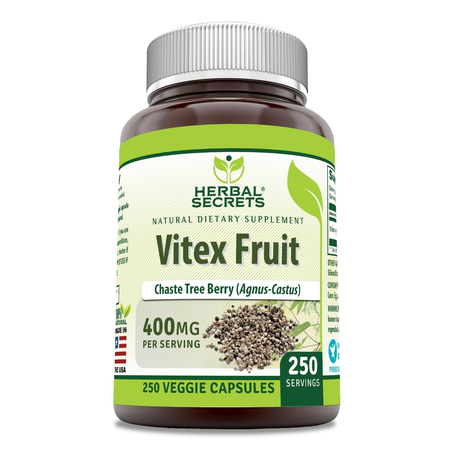 Herbal Secrets Vitex Fruit 400 mg Capsule, 250 Veggie Capsules