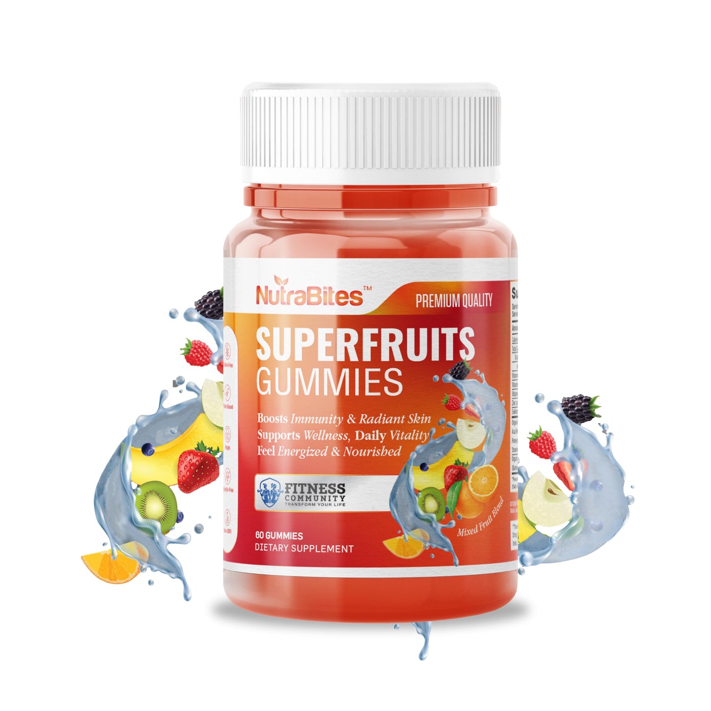 NutraBites Superfruit Gummies with Antioxidants, Vitamin C & Zinc - Immune Support & Radiant Skin - All-Natural Energy - Vegan, Non-GMO & Gluten-Free - Delicious Berry Flavor, 60 Gummies