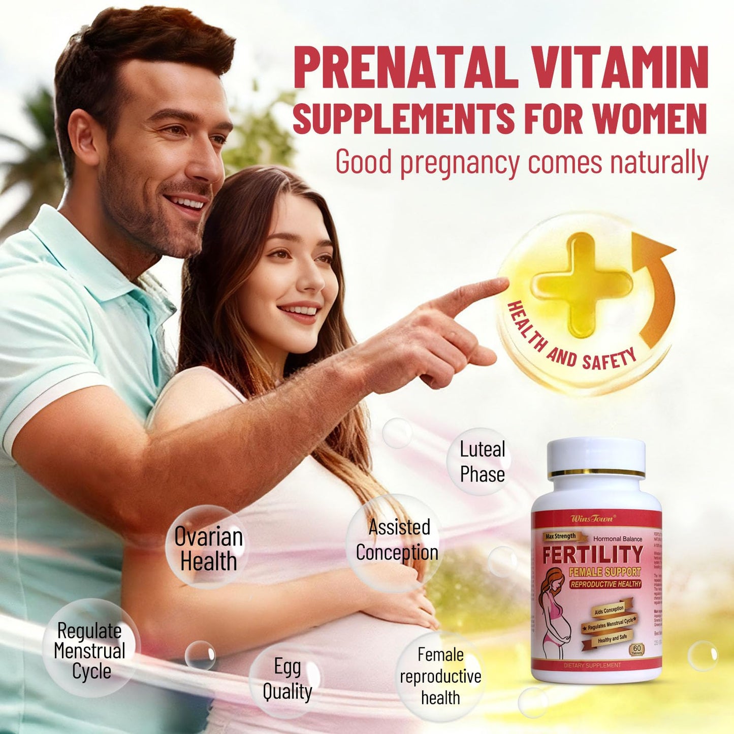 Wins Town Fertility Tablets - Prenatal Vitamin for Women, Tablet, 60 Count