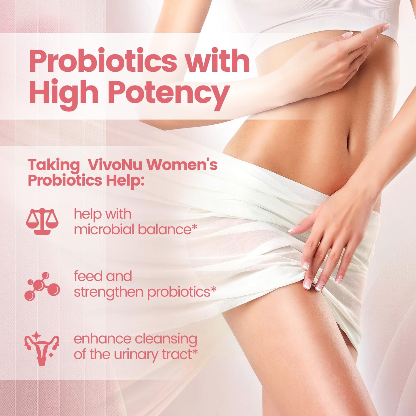 VivoNu Women's Probiotic, Prebiotics & Lactobacillus Probiotic Blend Gummies, 60 Billion CFUs, 18 Strains, Digestive & Vaginal Health Support, 120 Counts/2 Pack