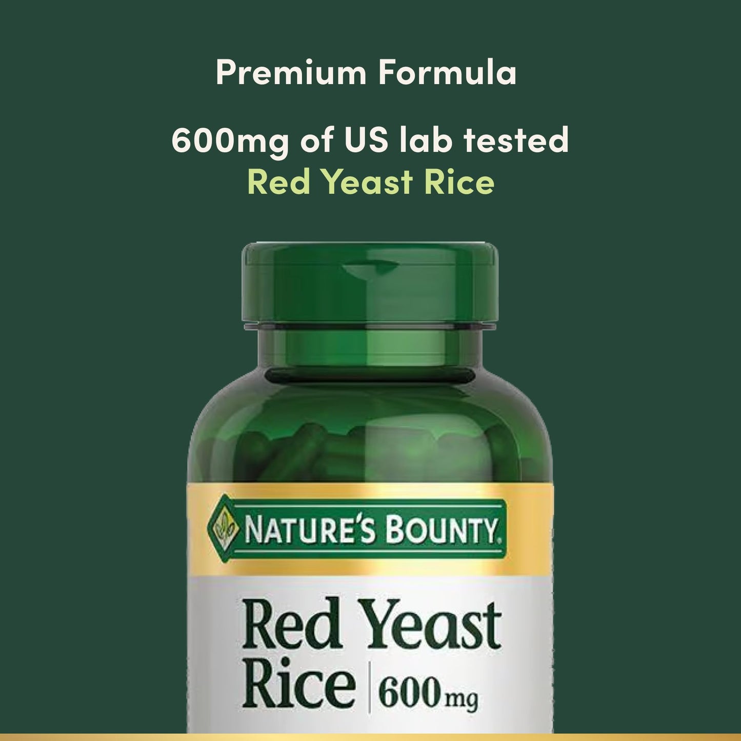 Nature's Bounty Red Yeast Rice Herbal Supplement 600mg Capsule, 250 Capsules