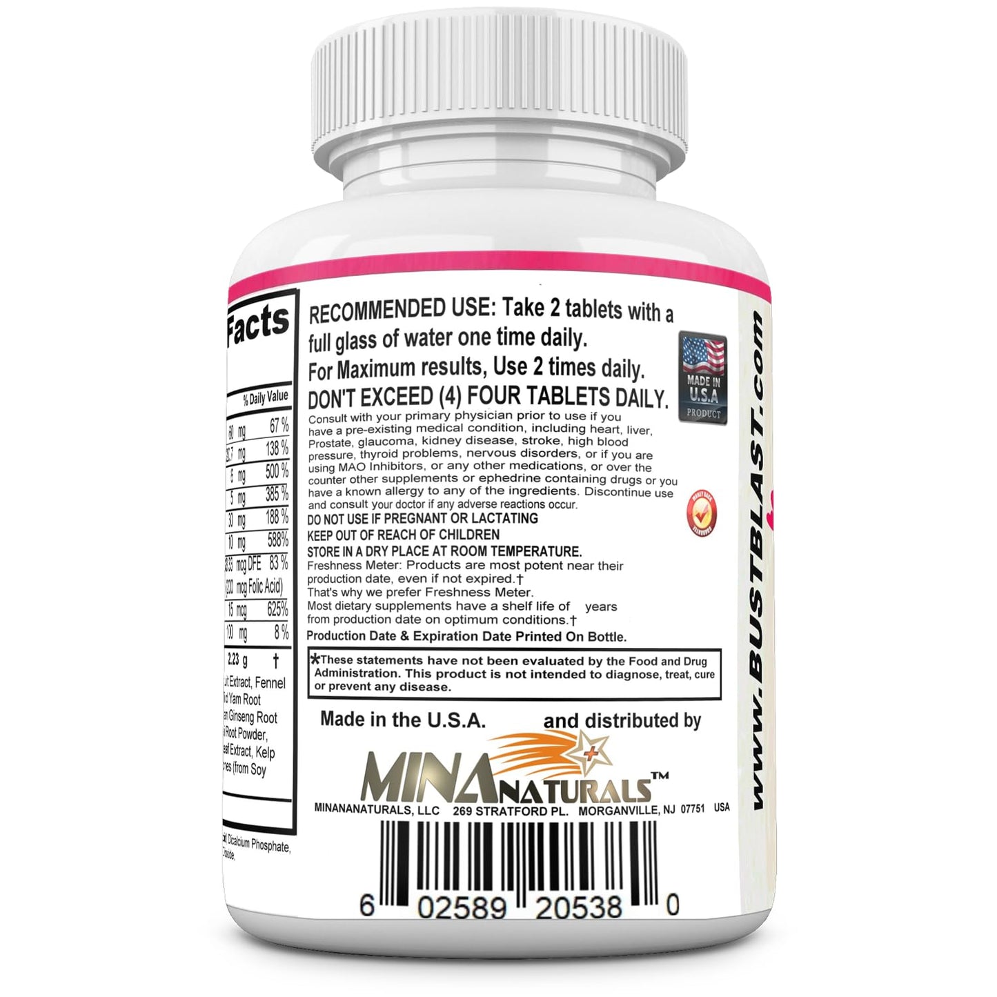 MINANATURALS Bust Blast Loaded Increase Breast Size Fast Female Breast Enhancement - Bigger Boobs and Butt Pills, 60 Tablets