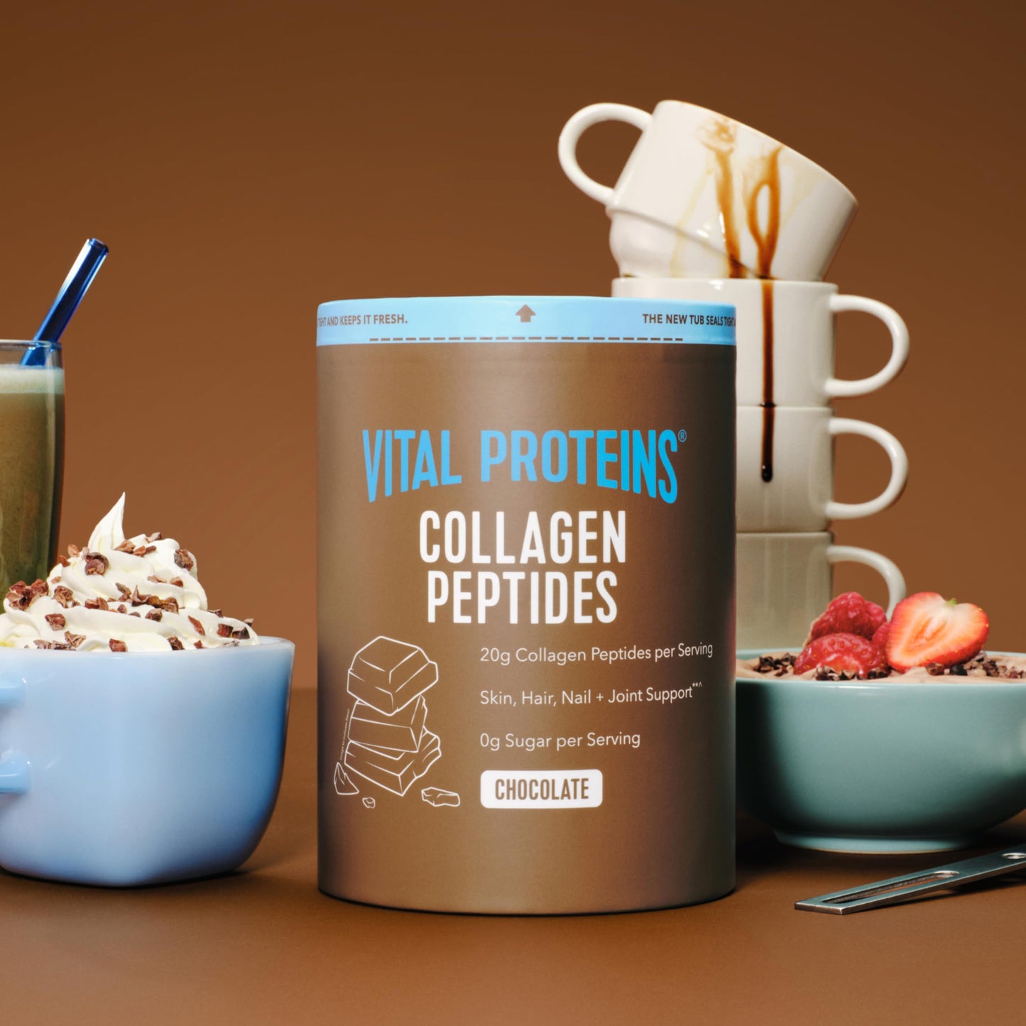 Vital Proteins Grass Fed Collagen Powder Supplement (Type I, III) for Skin, Hair, Nails, and Joints — Hydrolyzed Collagen, Grass Fed, Dairy and Gluten Free, Chocolate Flavor, 17.1 oz, 18 Servings