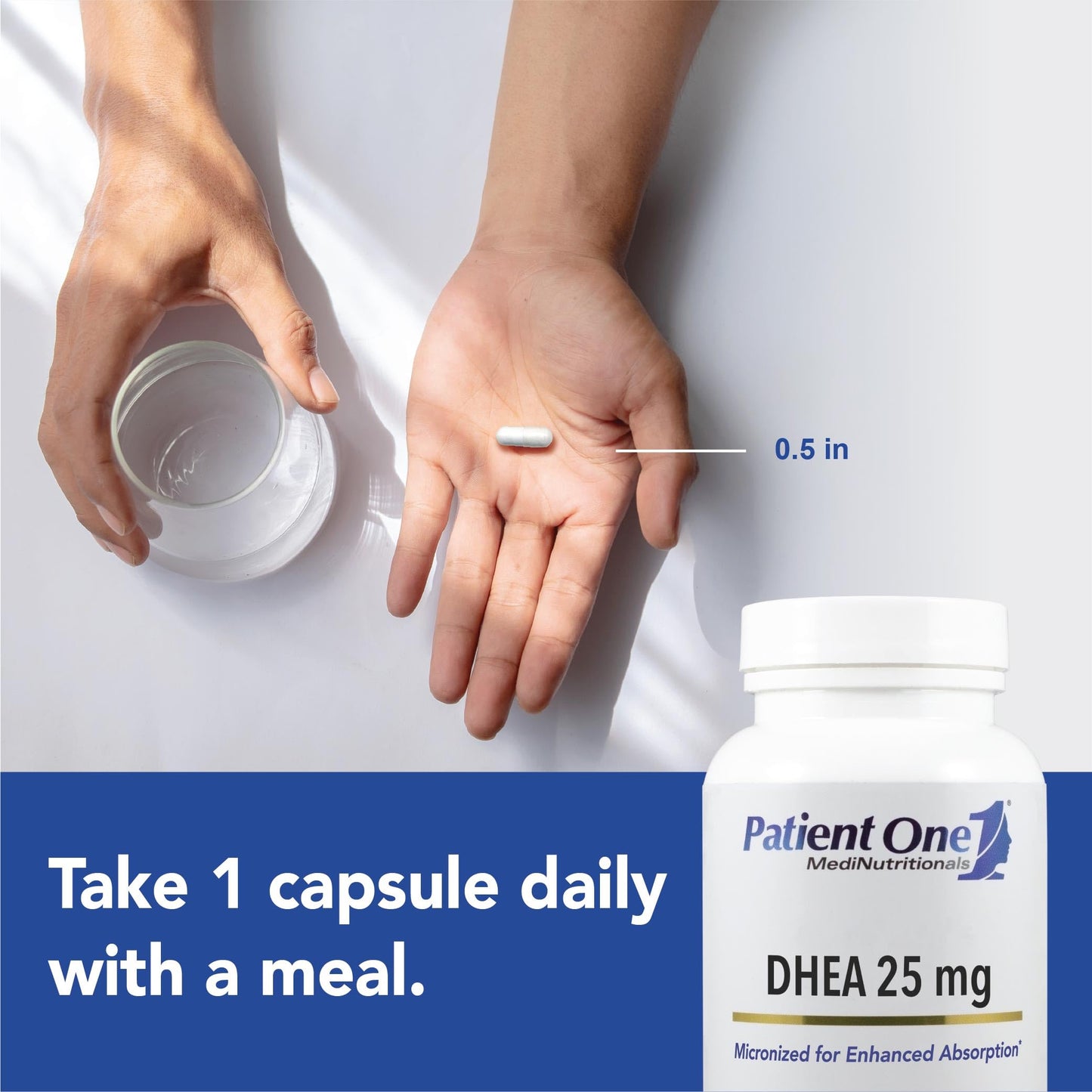 Patient One DHEA 25 mg Micronized Supplement, 60 Capsules