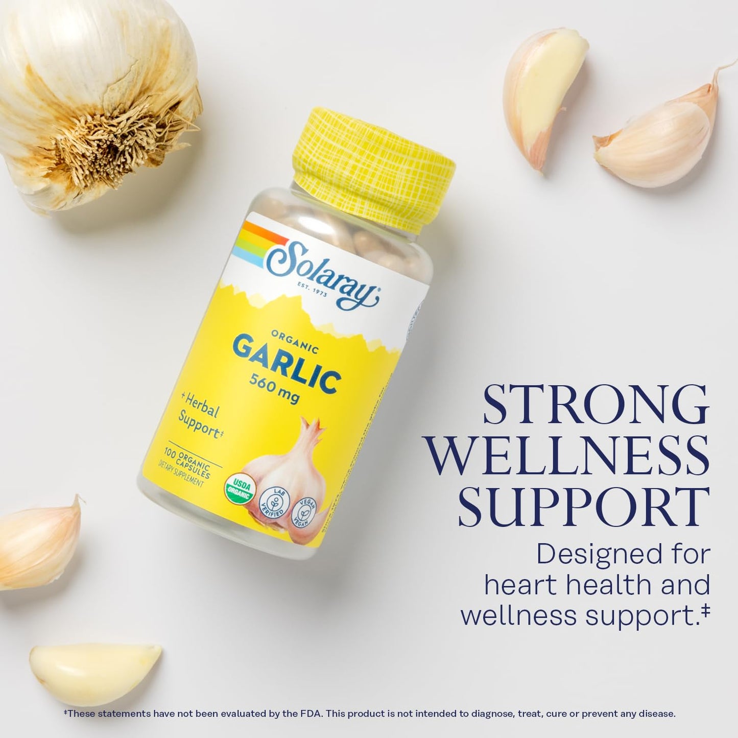 Solaray Organic Garlic 560 mg Capsule, 100 Count