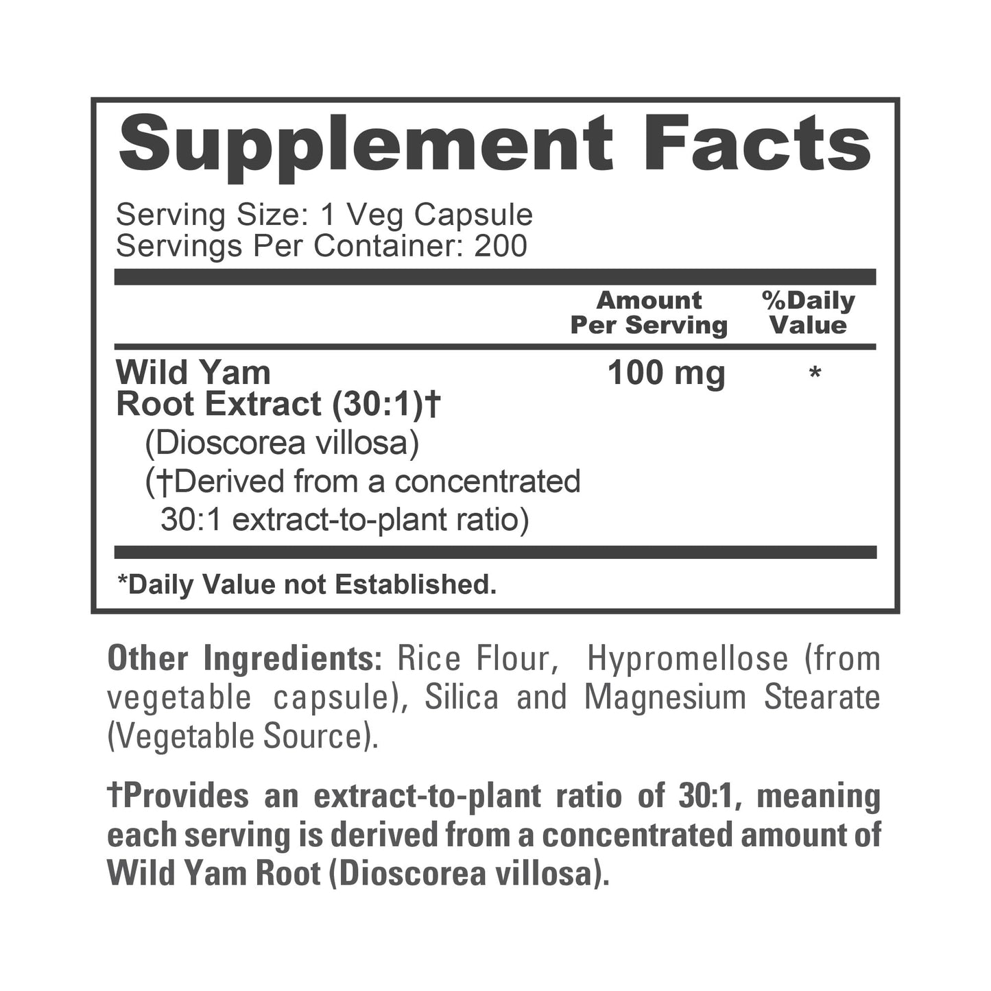NusaPure Wild Yam Root Capsules 200 Capsules