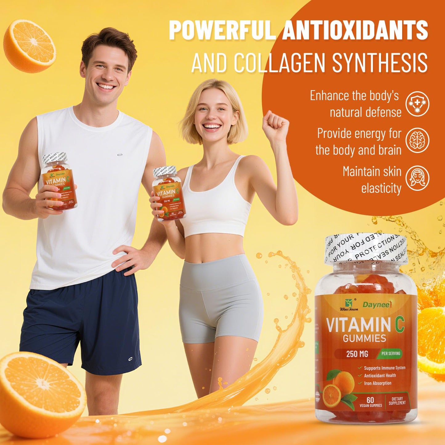 Wins Town Vitamin C Gummies 250mg, 60 Count