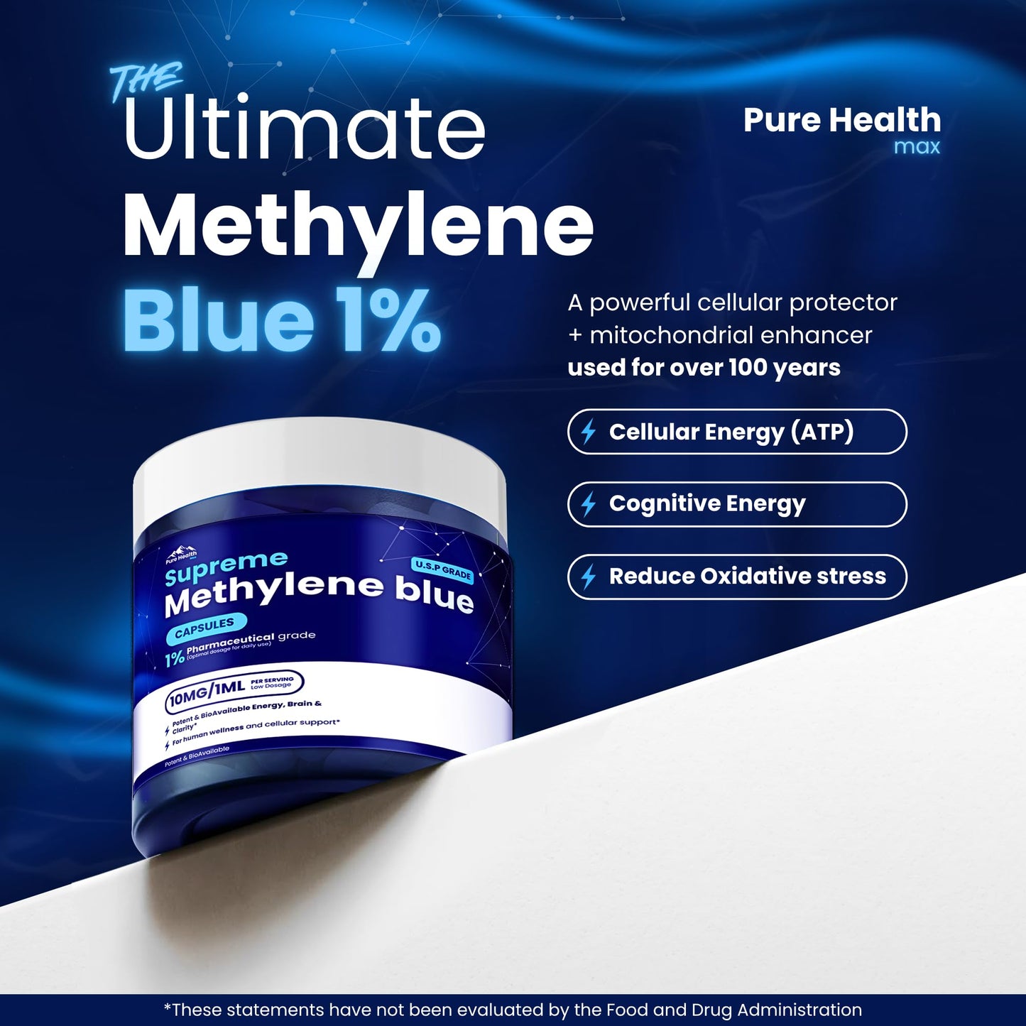 PURE HEALTH MAX Supreme Methylene Blue Capsules 30 Capsules