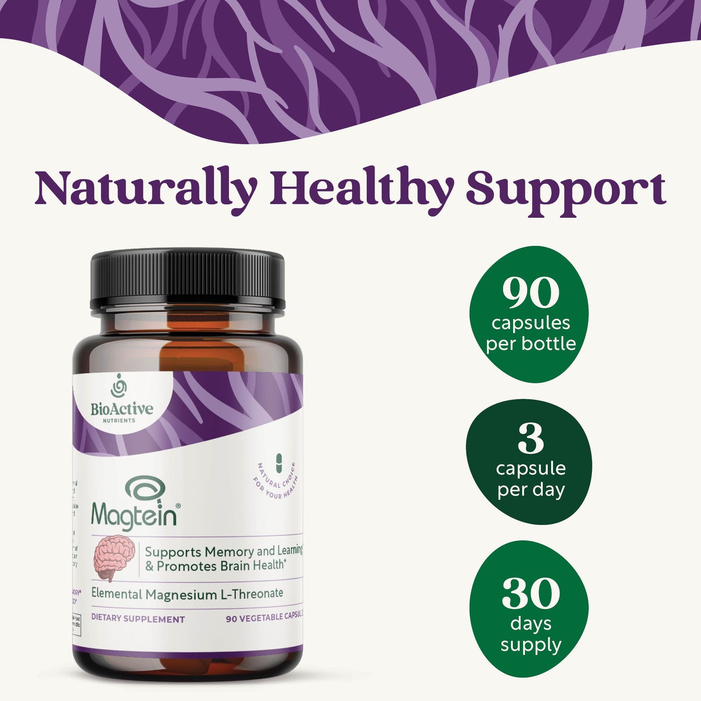 Bioactive Nutrients Magtein Magnesium L-Threonate Capsules 90