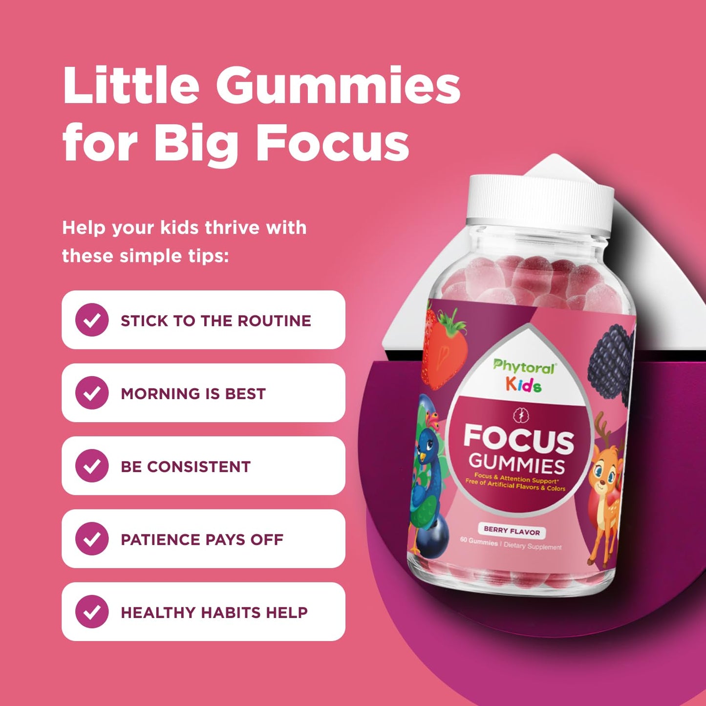 Phytoral Vegan Kids Focus Gummies, 60 Count