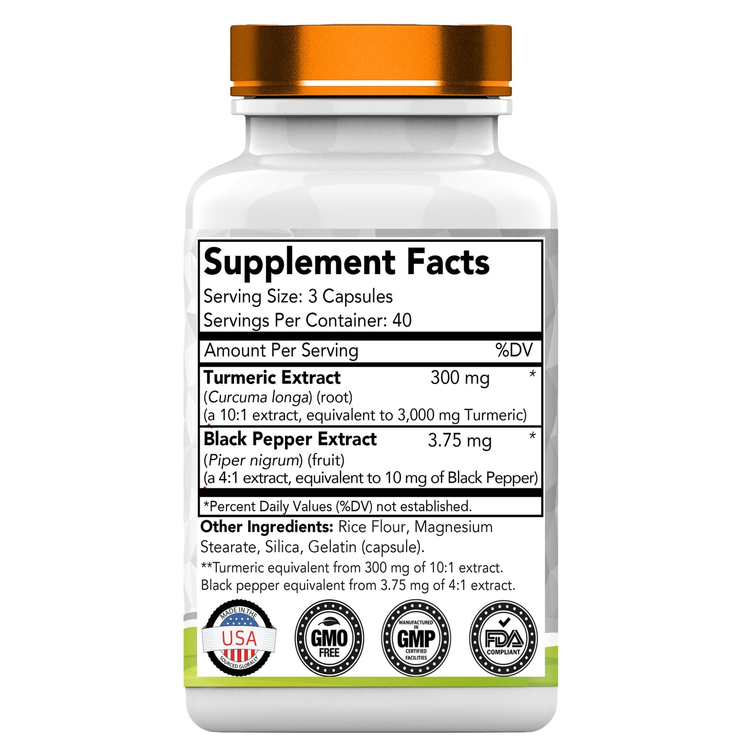 tnvitamins Turmeric Curcumin Capsules with Black Pepper 3000 MG, Extra Strength Golden Turmeric Curcumin Supplement, Non-GMO, 120 Capsules