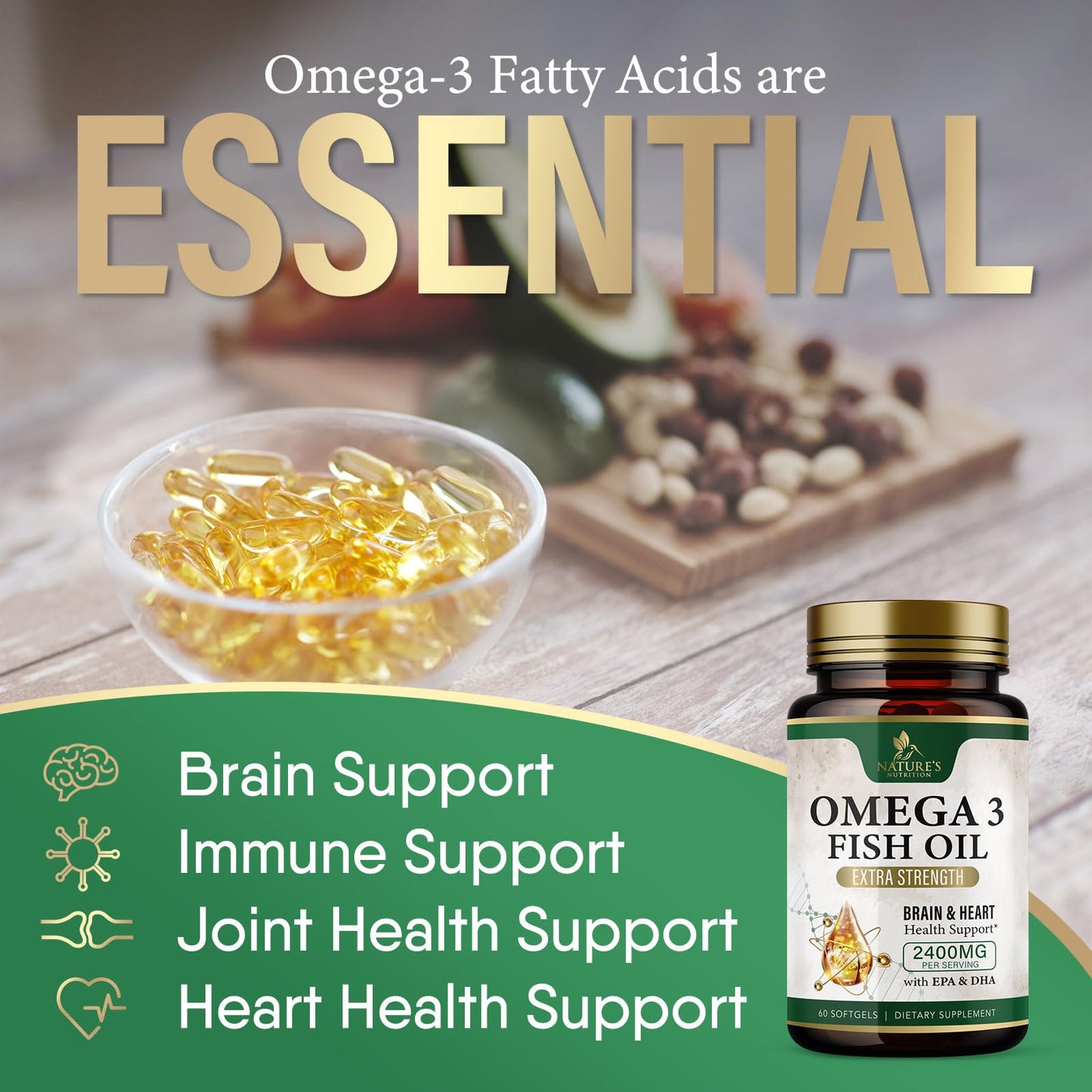 Nature's Nutrition Omega-3 Fish Oil Softgel 60 Softgels