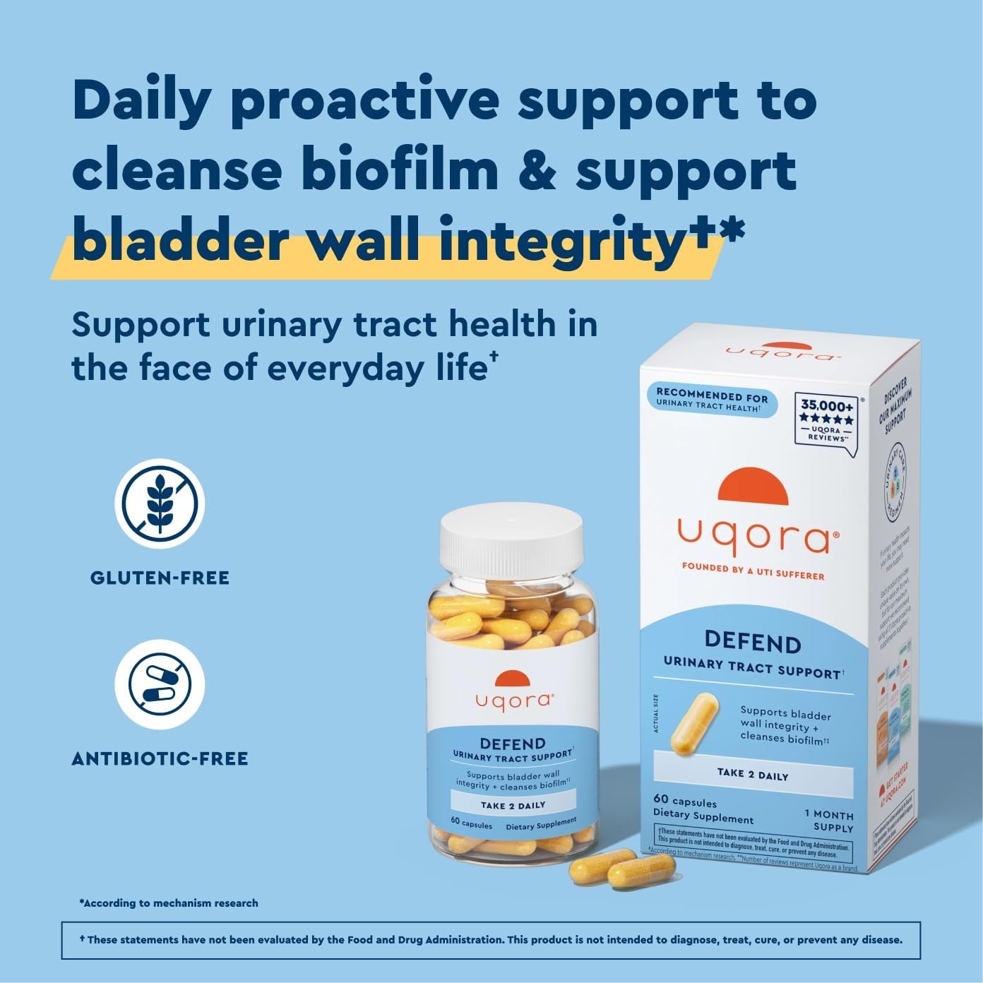 Uqora Defend Urinary Tract Health Supplement 60 Capsules