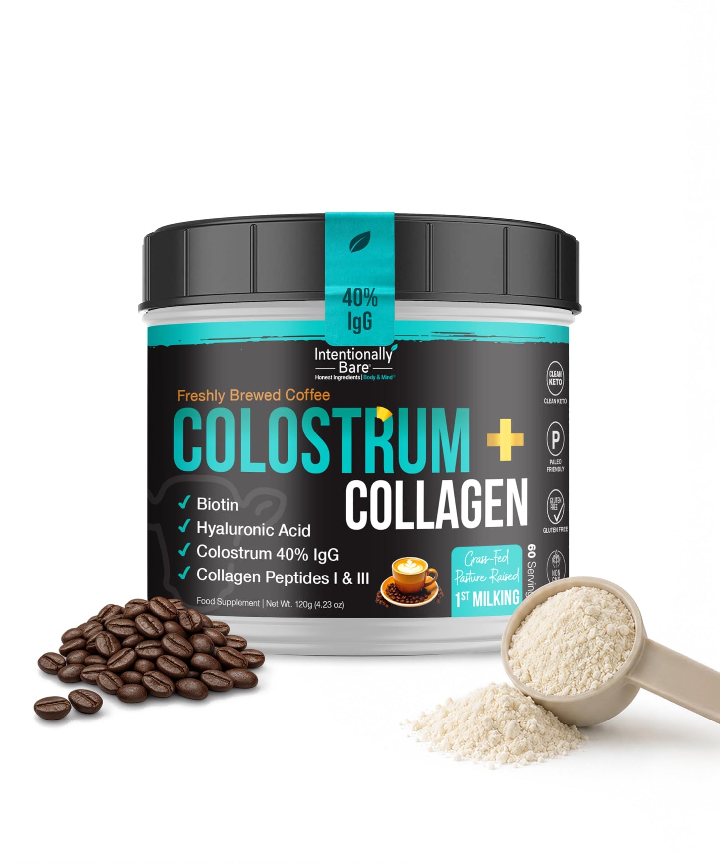 Intentionally Bare Colostrum Powder First Milking Coffee Flavor 4.23 oz