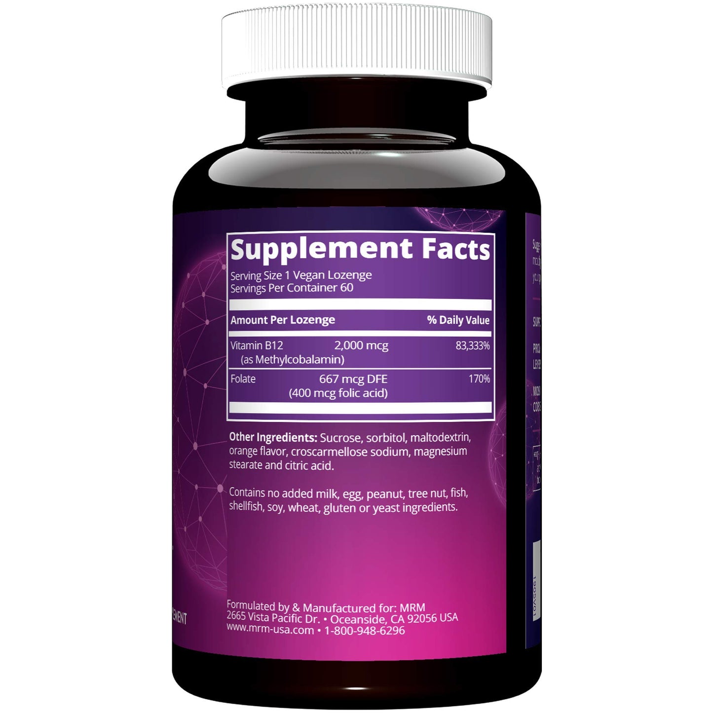 MRM Vitamin B-12 with Folic Acid 2000 mcg - Vegan, 60 Tablets
