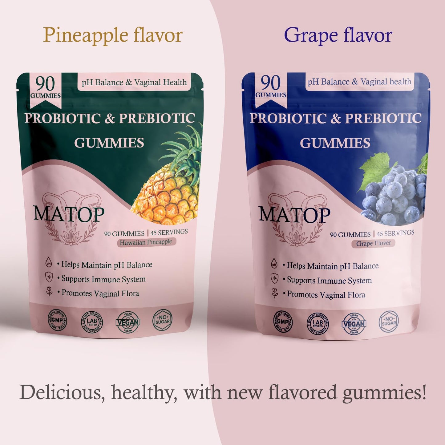 MATOP Probiotic Prebiotic pH Balance for Vaginal Health 90 Gummies