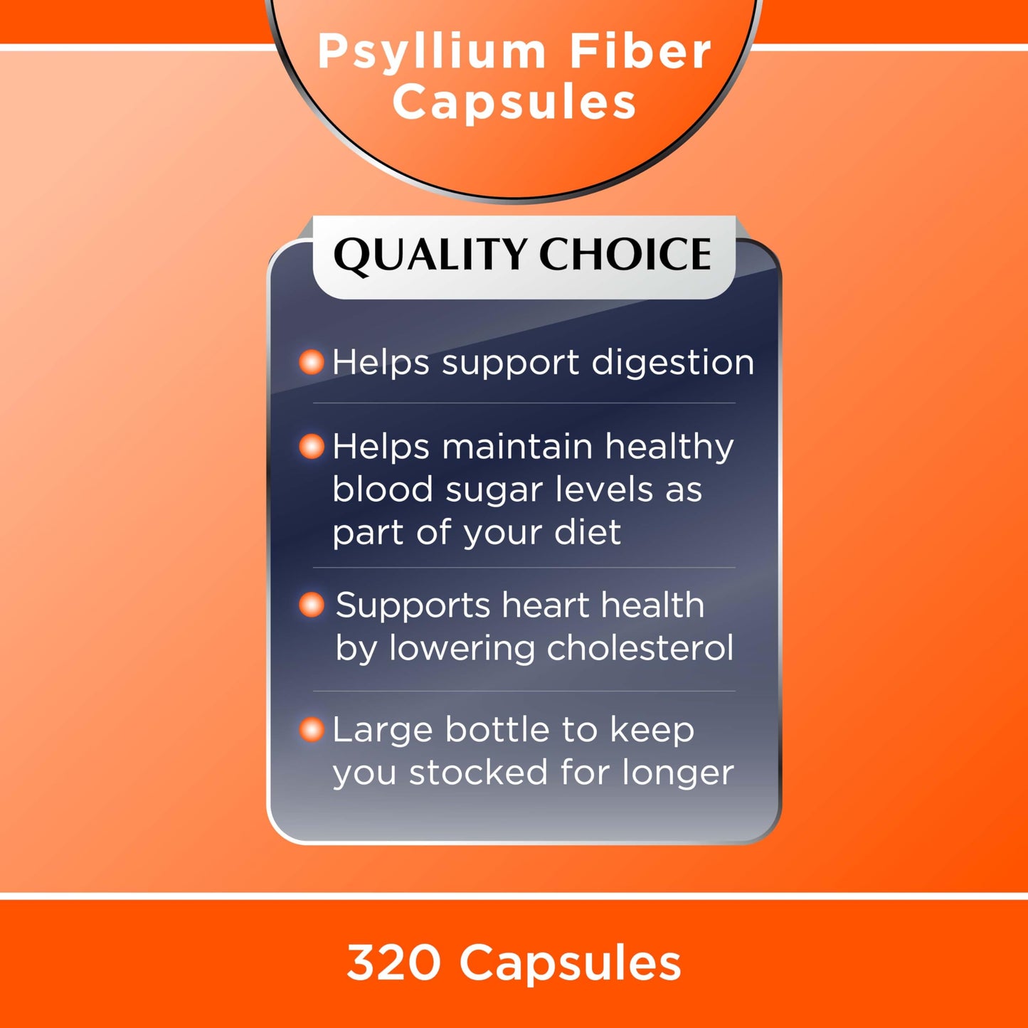 Quality Choice Psyllium Fiber Capsules 320 Capsules