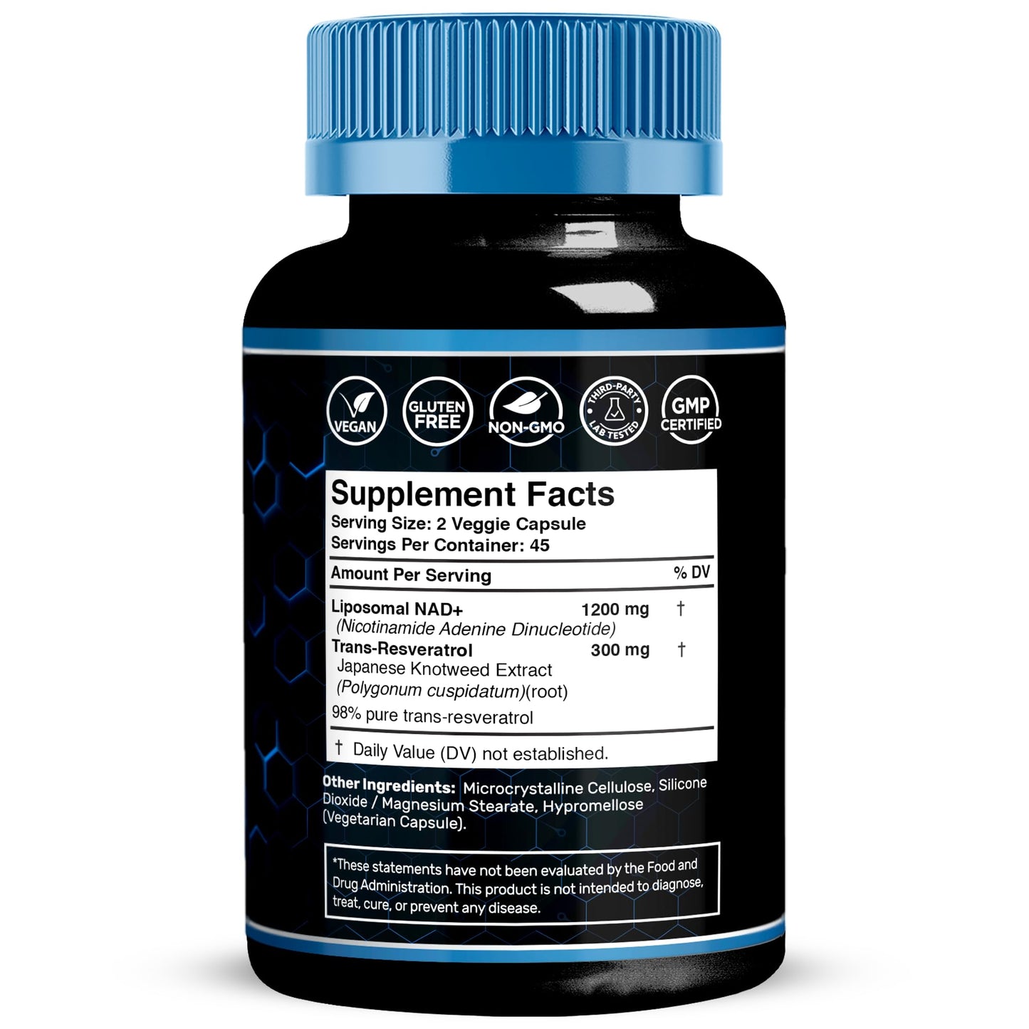 WELLNESS LABSRX Liposomal NAD Resveratrol Supplement Capsules, 180 Capsules
