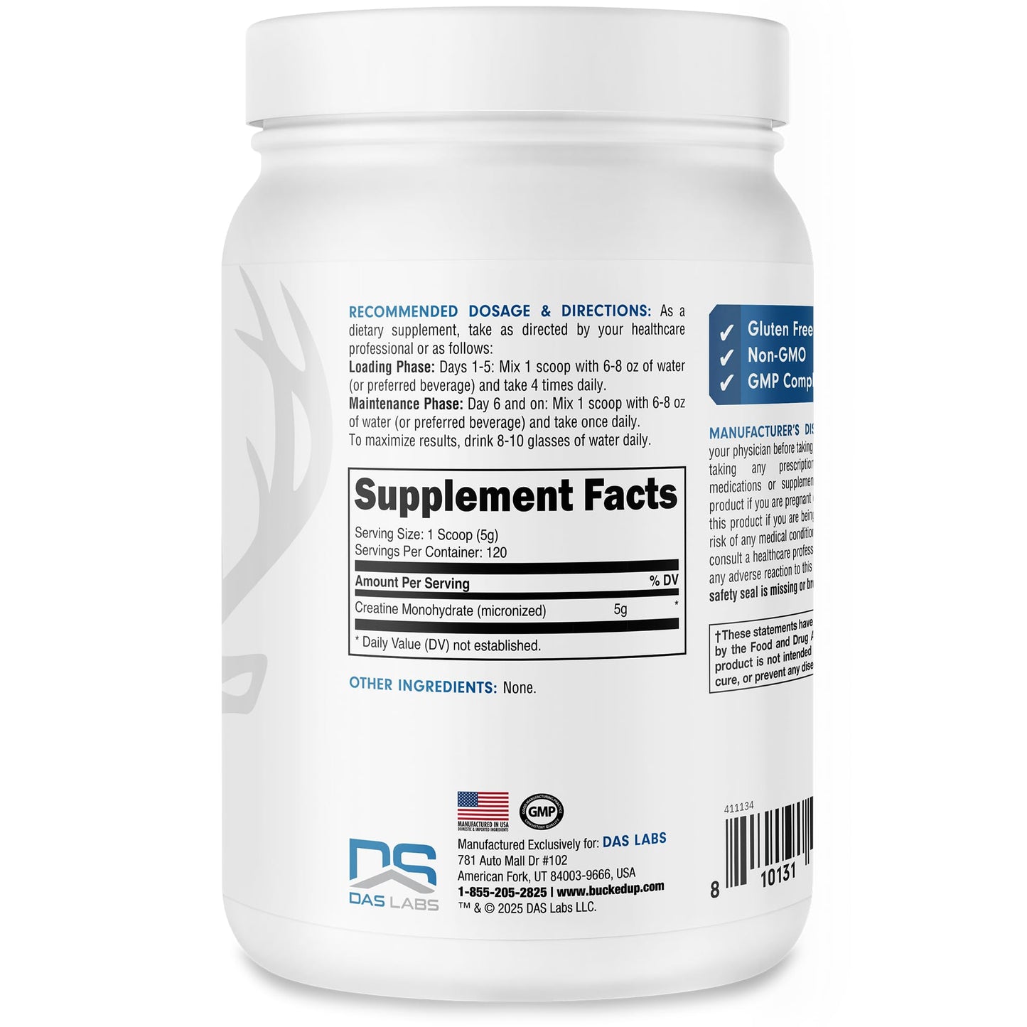 Bucked Up Pure Micronized Creatine Monohydrate Powder 21.1644 oz