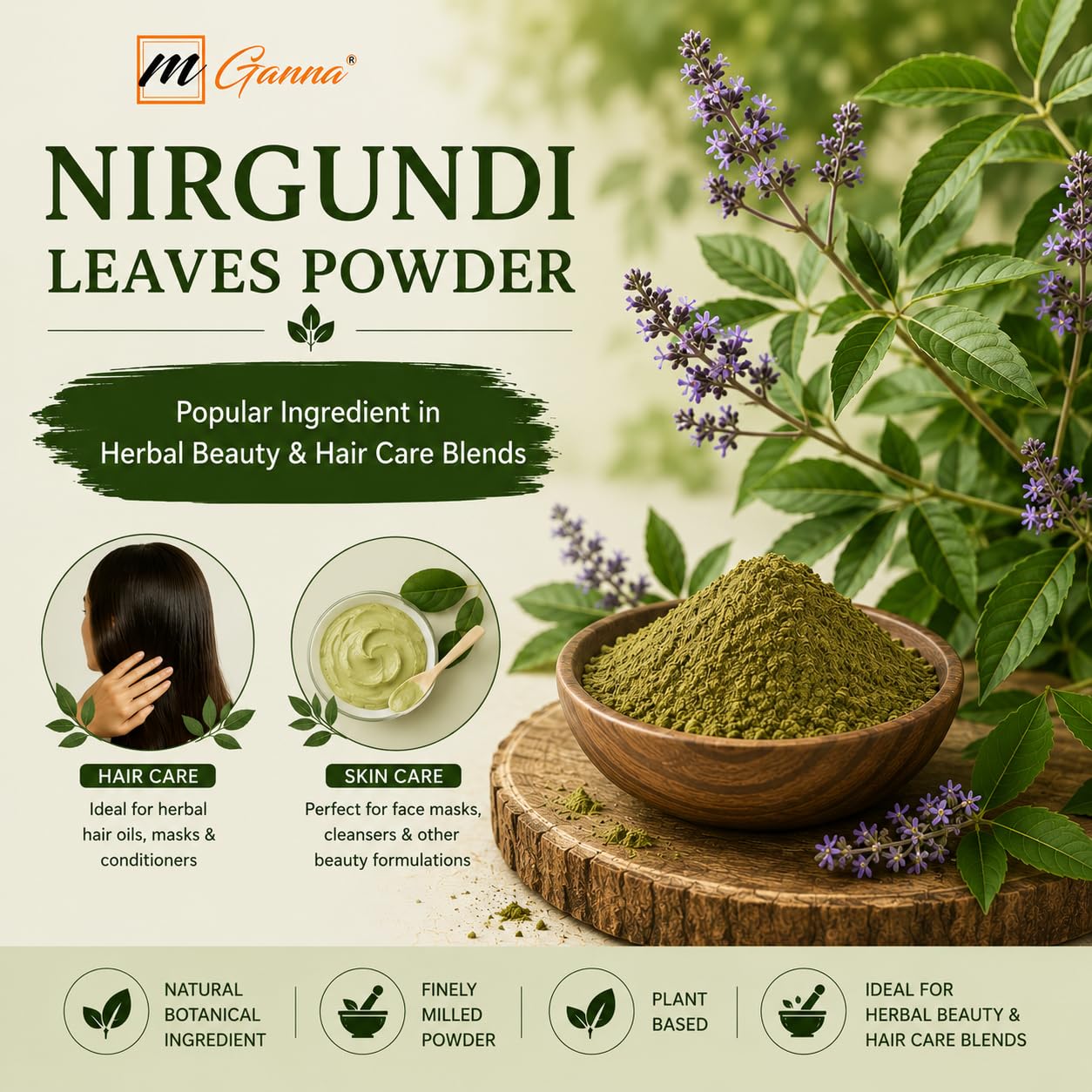 mGanna Nirgundi Leaves Powder (Vitex negundo) 8
