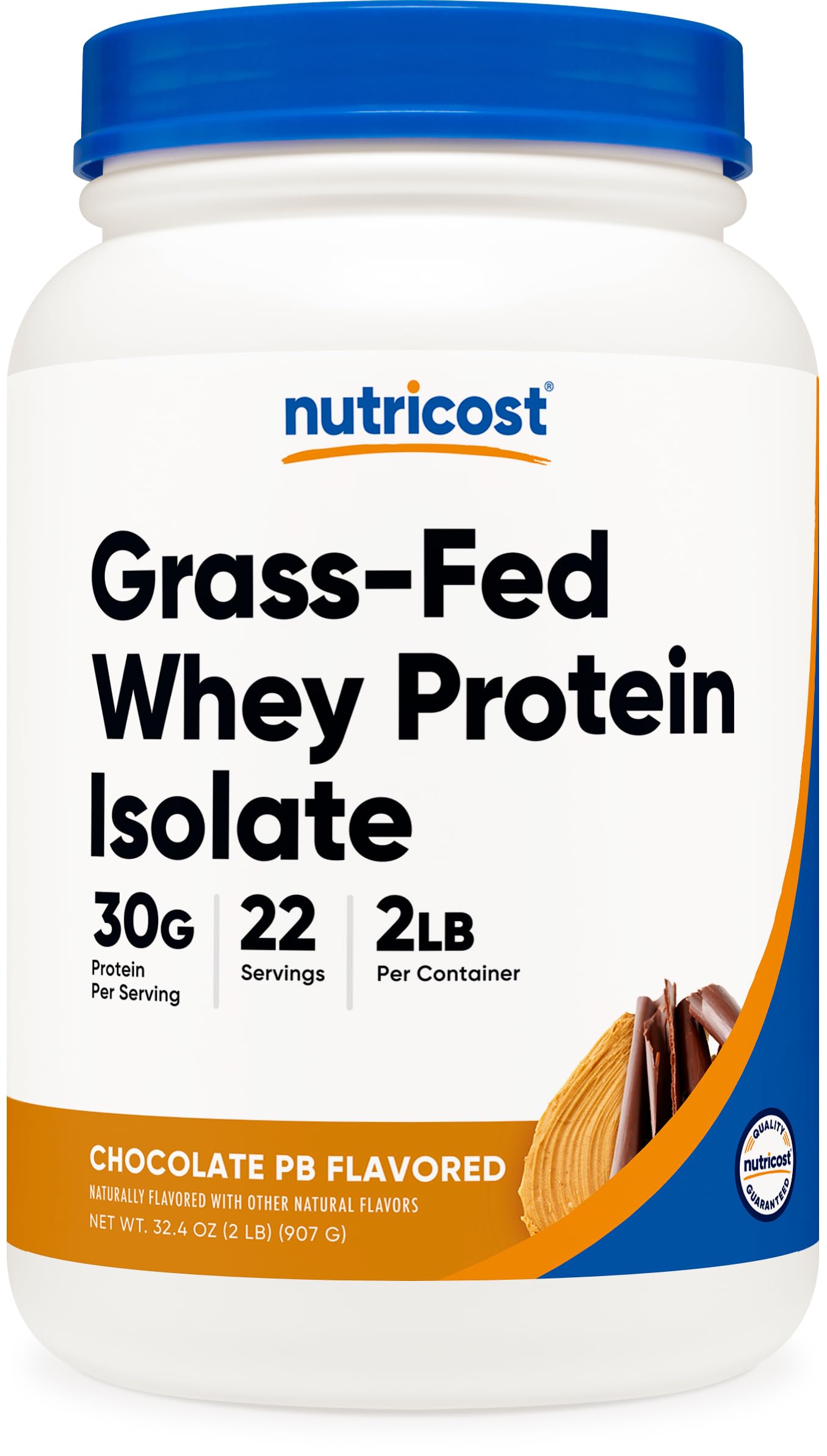 Nutricost Grass-Fed Whey Protein Isolate Powder (Chocolate PB) 32.4 oz