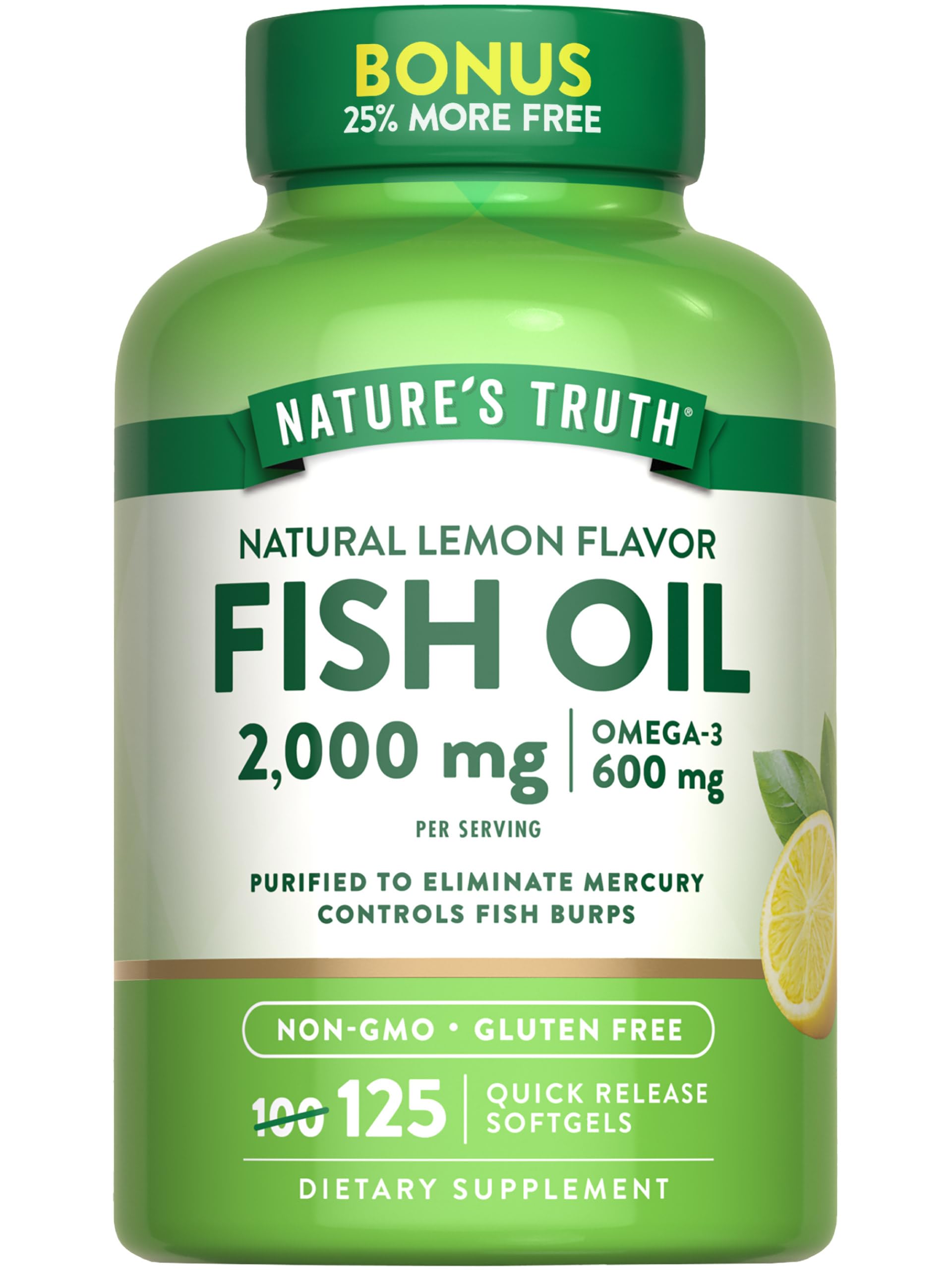 Nature's Truth Omega 3 Fish Oil 2000 mg Softgel, 125 Softgels