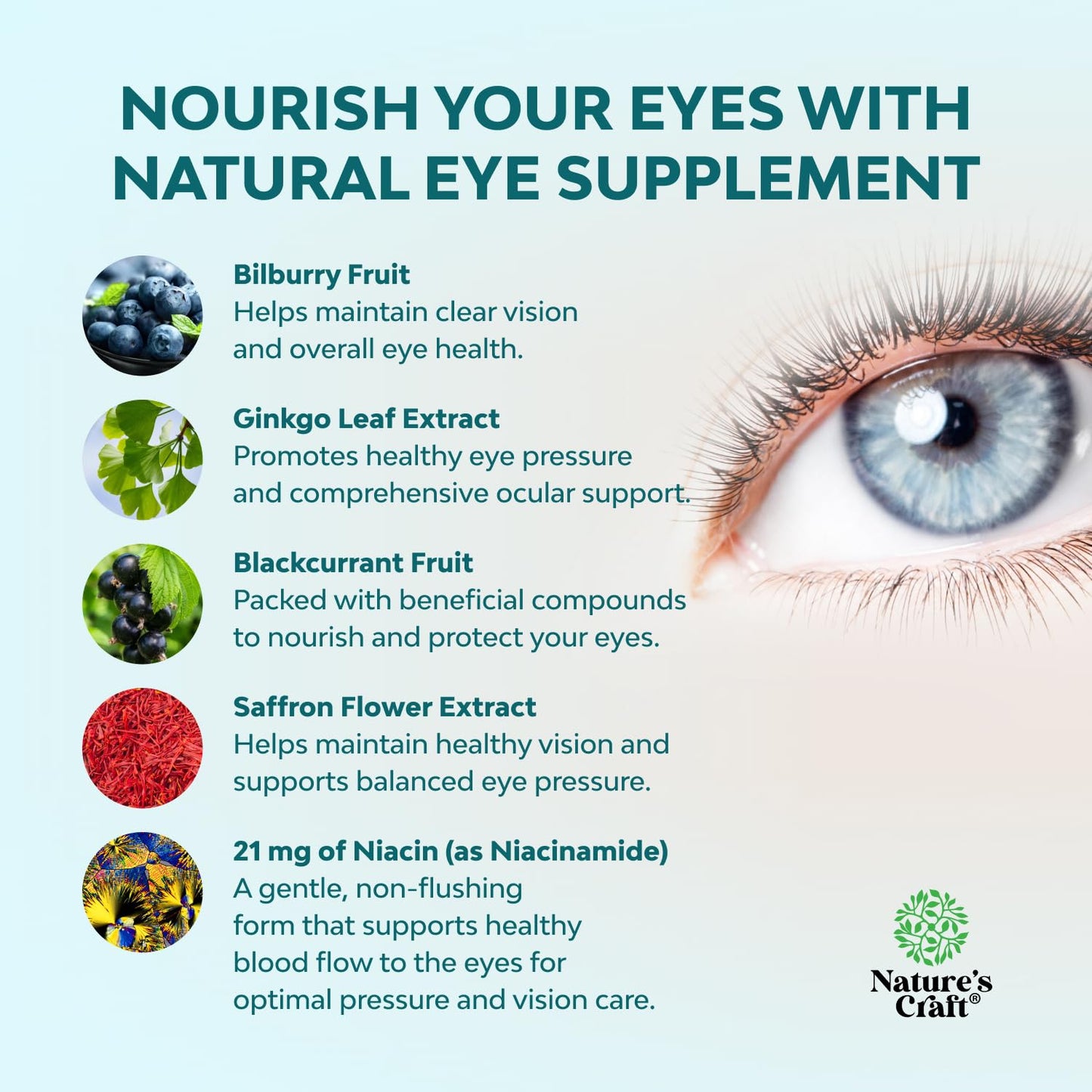 Natures Craft Eye Pressure Support with Bilberry Extract Capsule, 30 Count