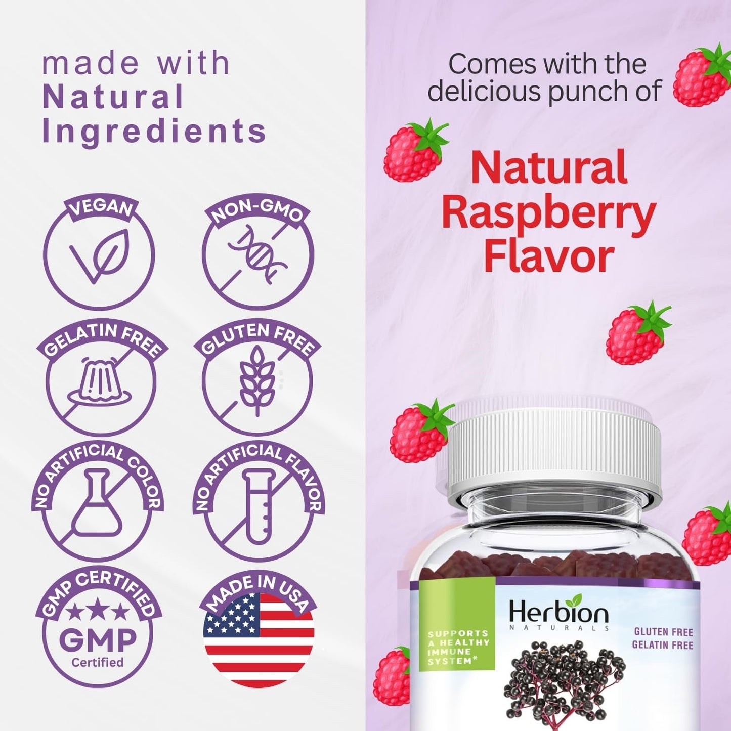HERBION Elderberry Gummies with Vitamin C & Zinc Gummy 3-Pack
