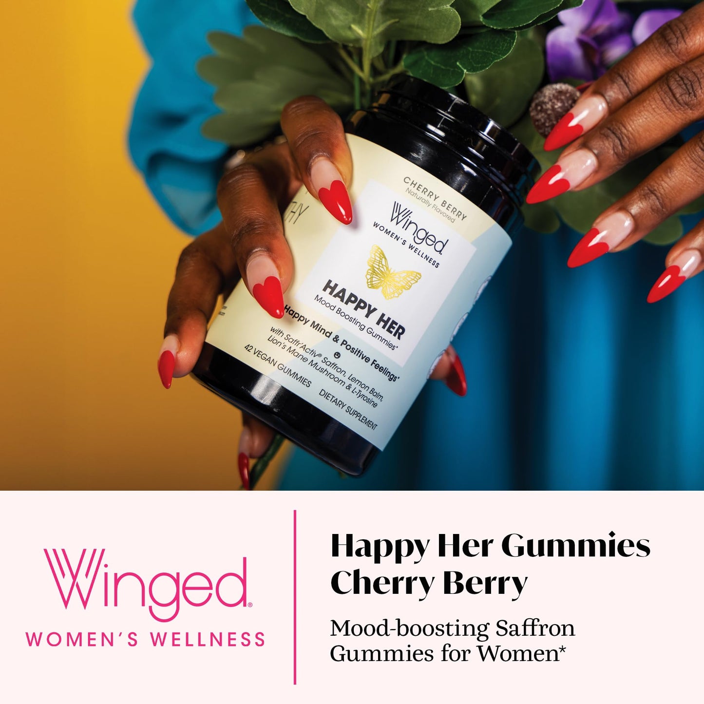 Winged Wellness Happy Her Mood Gummies 60 Count