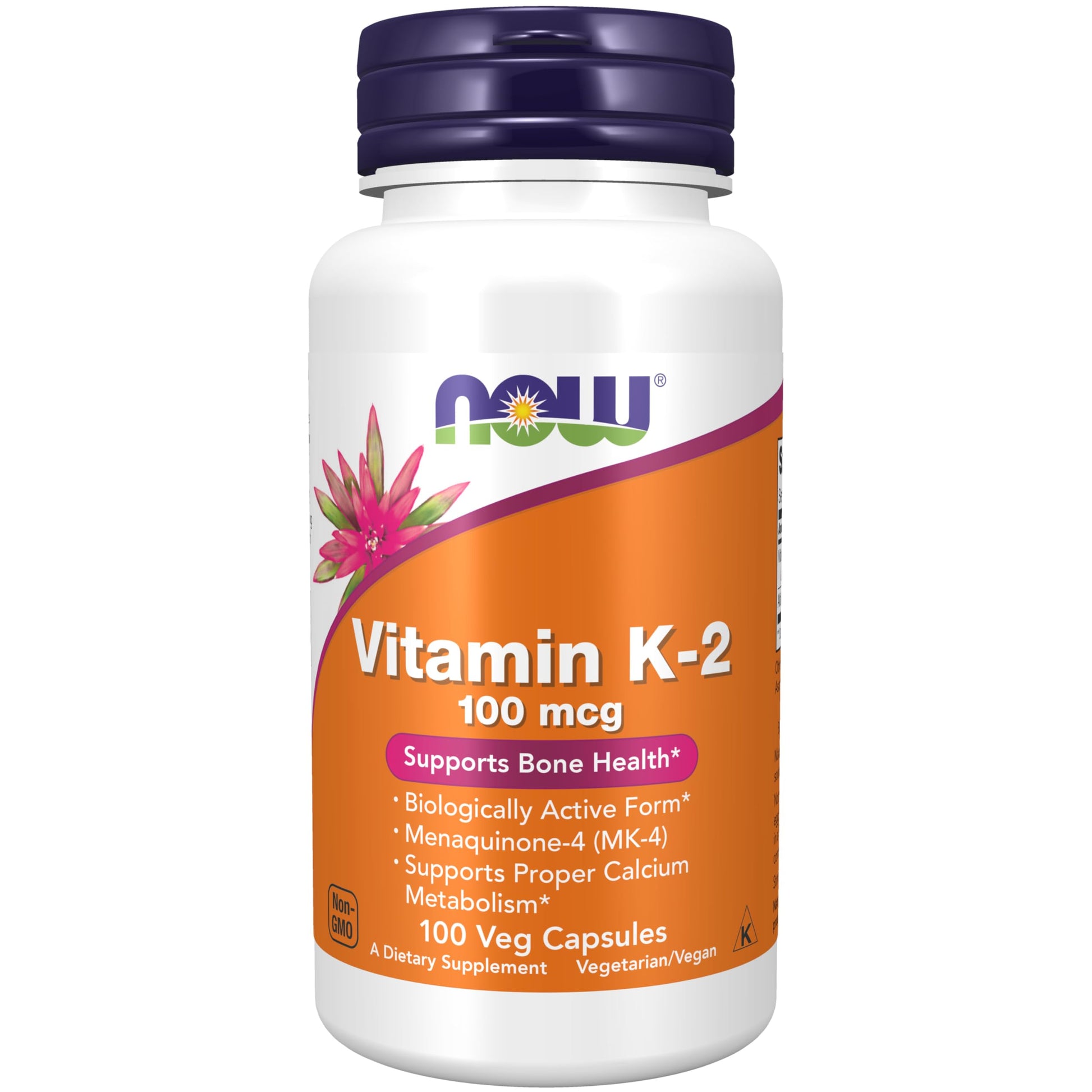 NOW Foods Vitamin K-2 100 mcg Menaquinone-4 (MK-4) Supports Bone Health, 100 Veg Capsules