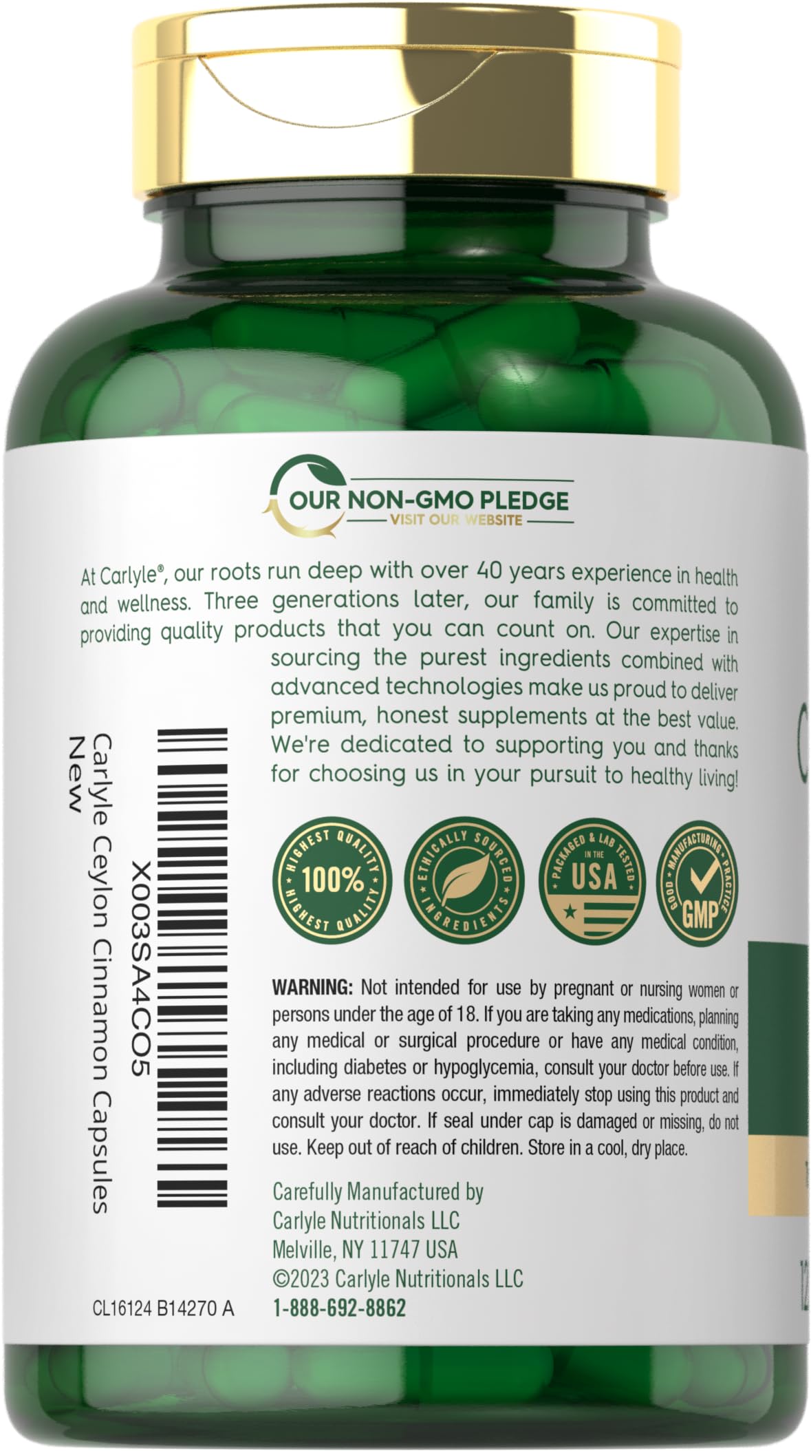 Carlyle Ceylon Cinnamon Capsules, 120 Count
