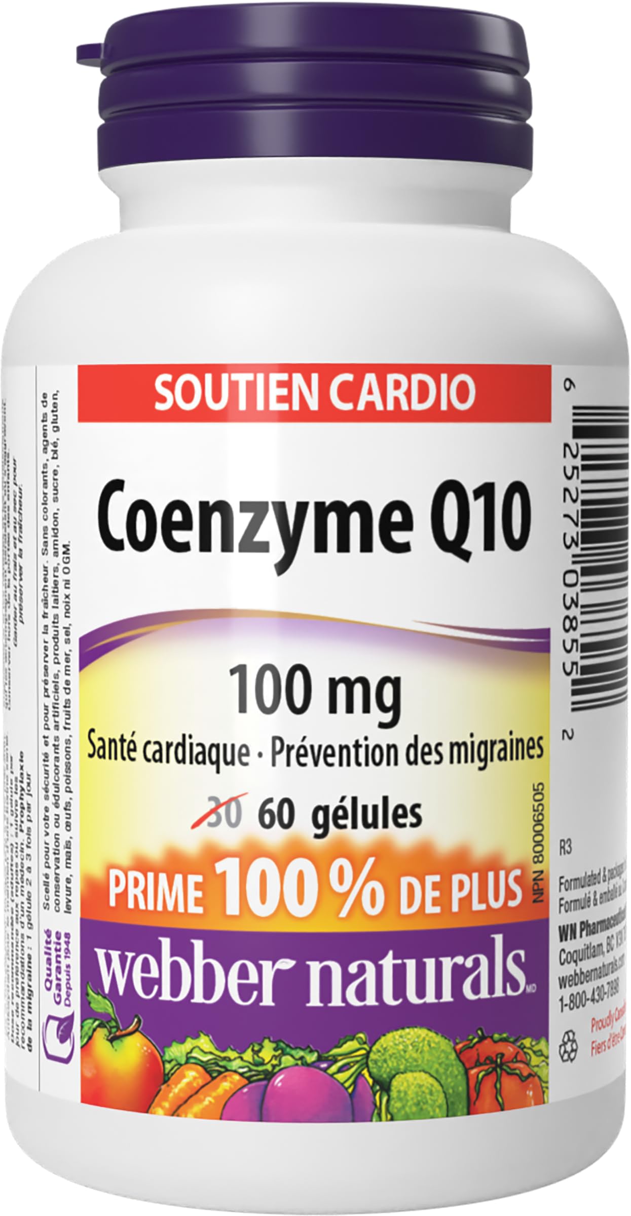 Webber Naturals Coenzyme Q10 100 mg Softgel, 60 Softgels