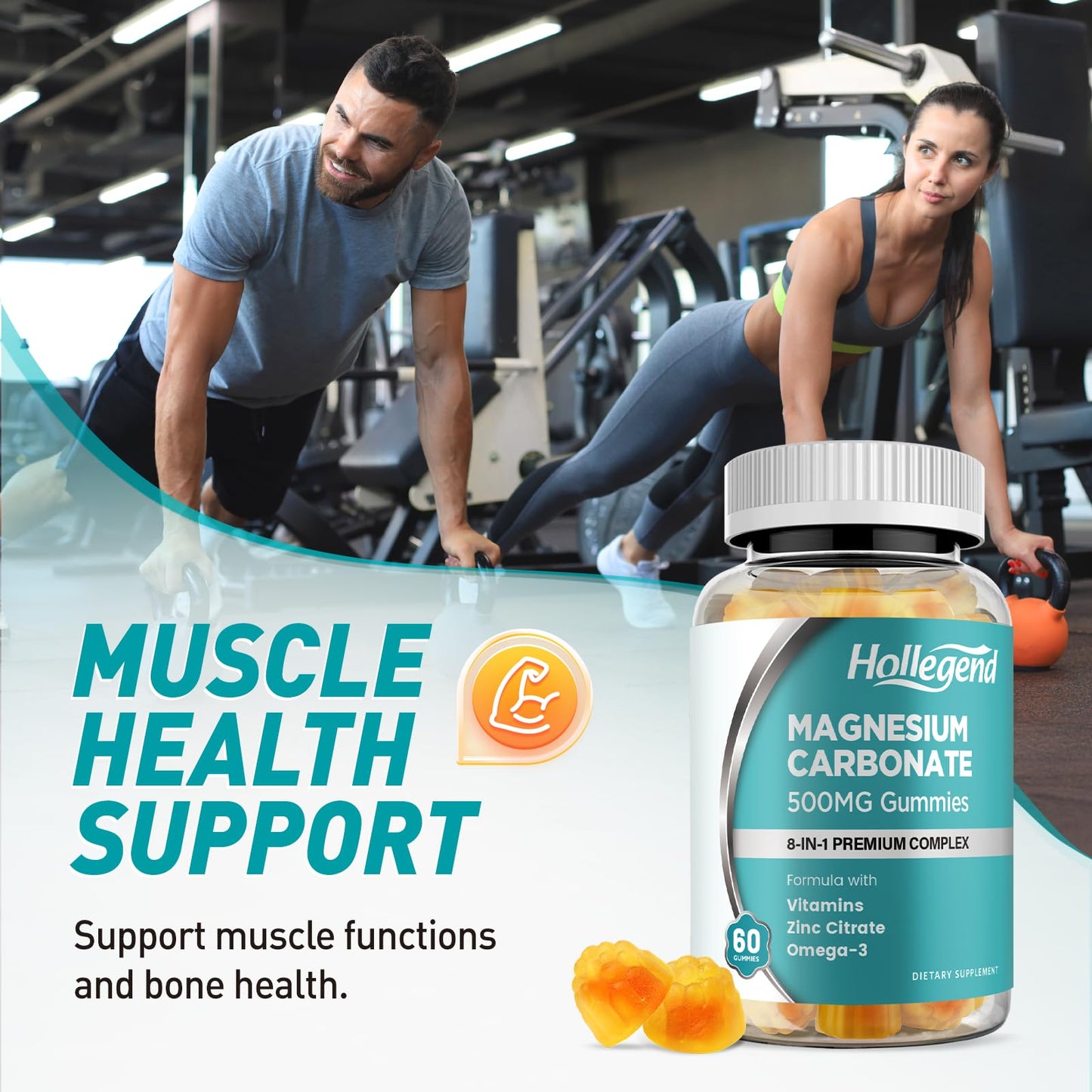 HOLLEGEND Magnesium Carbonate Gummies 60 Count