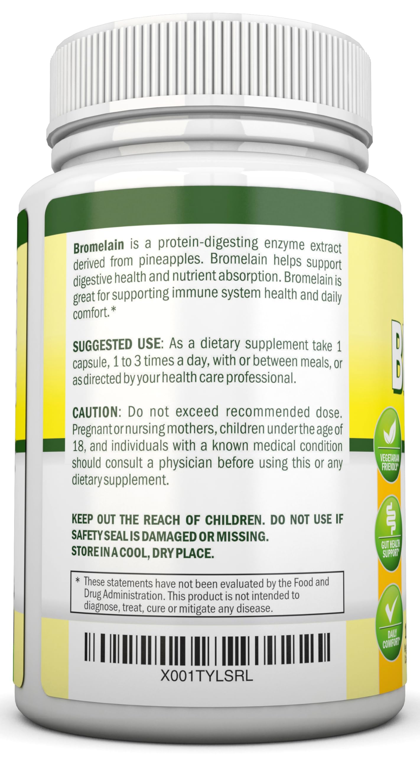 NutriONN Bromelain - 500mg - 2400 GDU Capsule, 120 Count